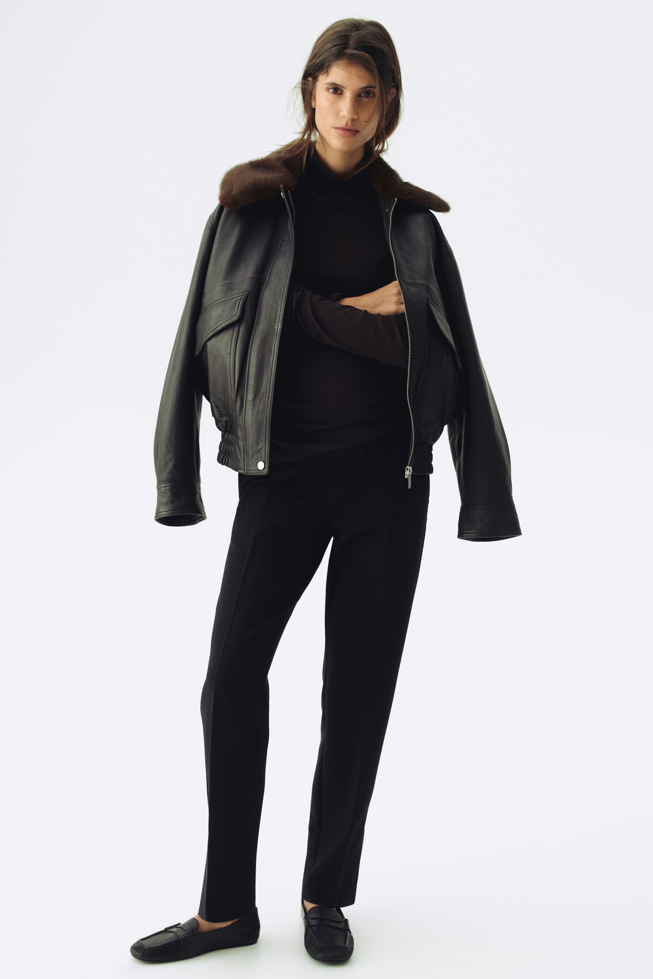 View larger image: MAMA Slit-hem trousers - Black - Ladies | H&M IN 1