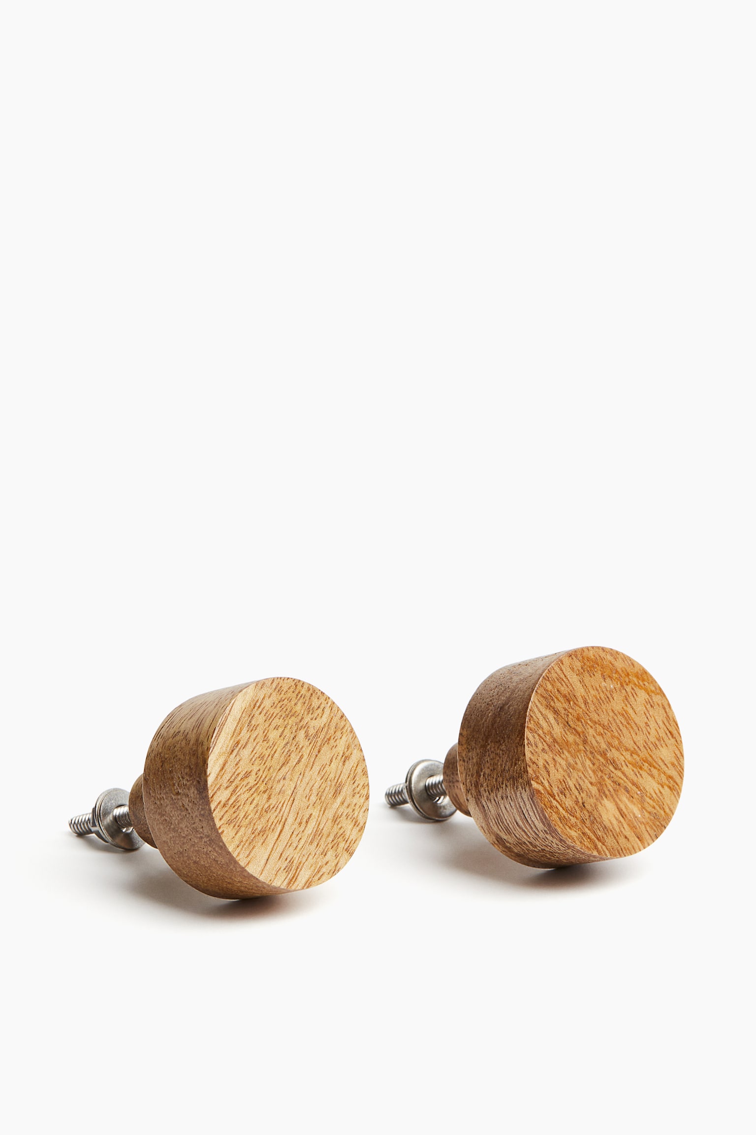 Lot de 2 boutons de meuble en bois de manguier - Beige - 1