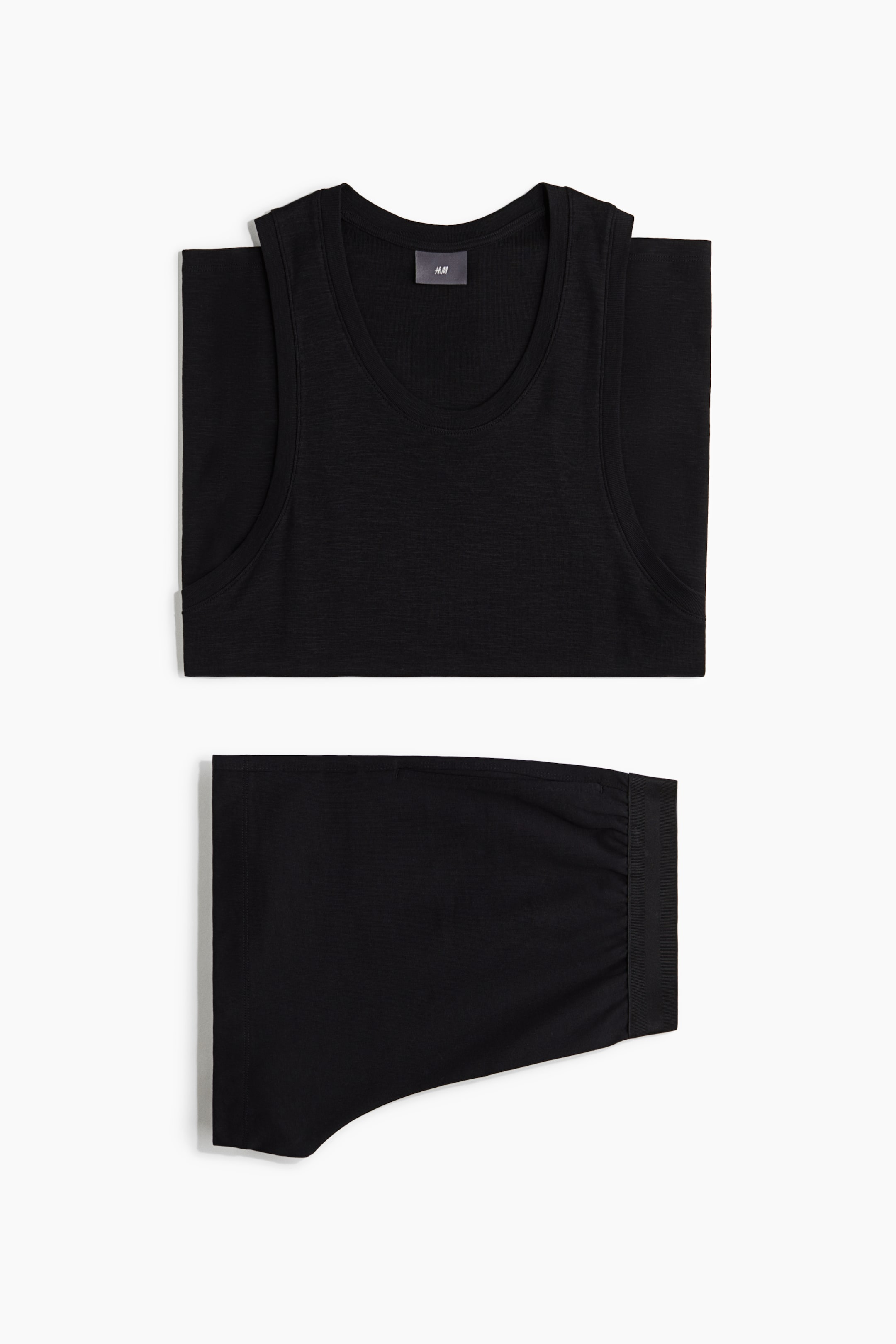 Pyjama vest top and shorts - Black - Men | H&M GB 5