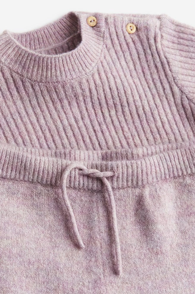 2-piece knitted set - Dusty lilac/Light beige/Blue marl - 2