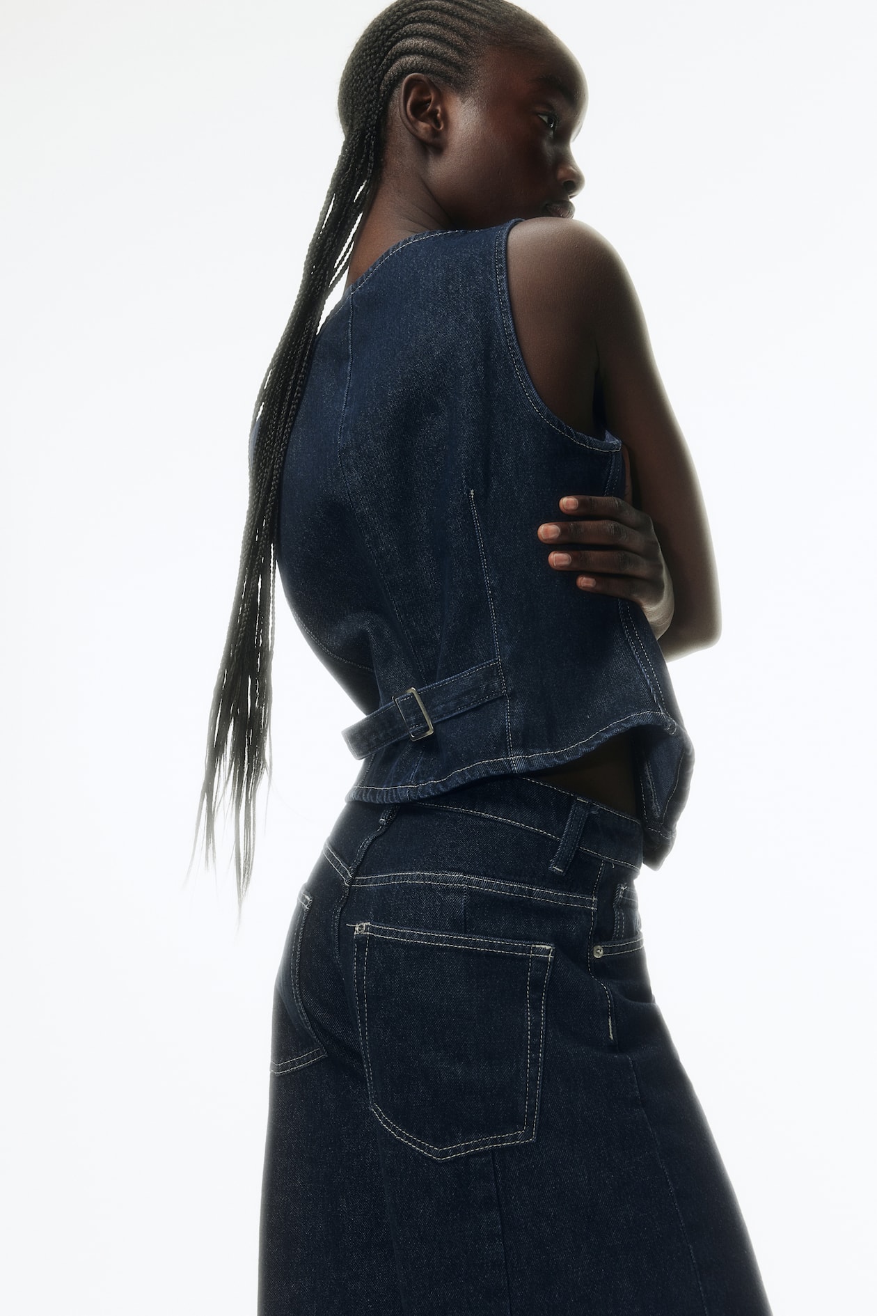 Denim Vest Dark denim blue Ladies H&M US