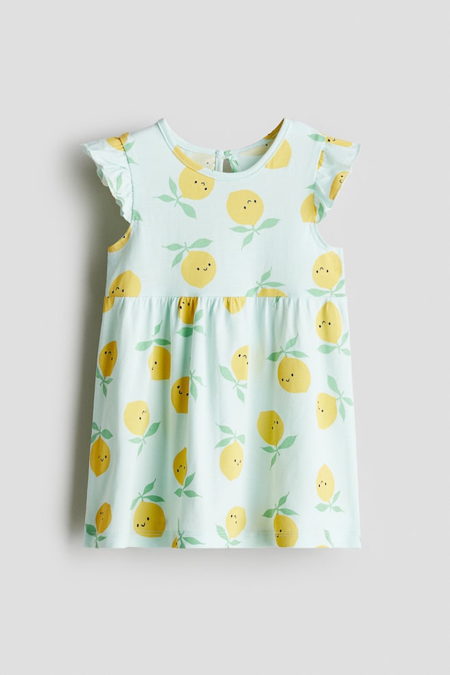 Robe imprimée en coton - Turquoise clair/citrons/Bleu/fleuri/Blanc/fraises - 1