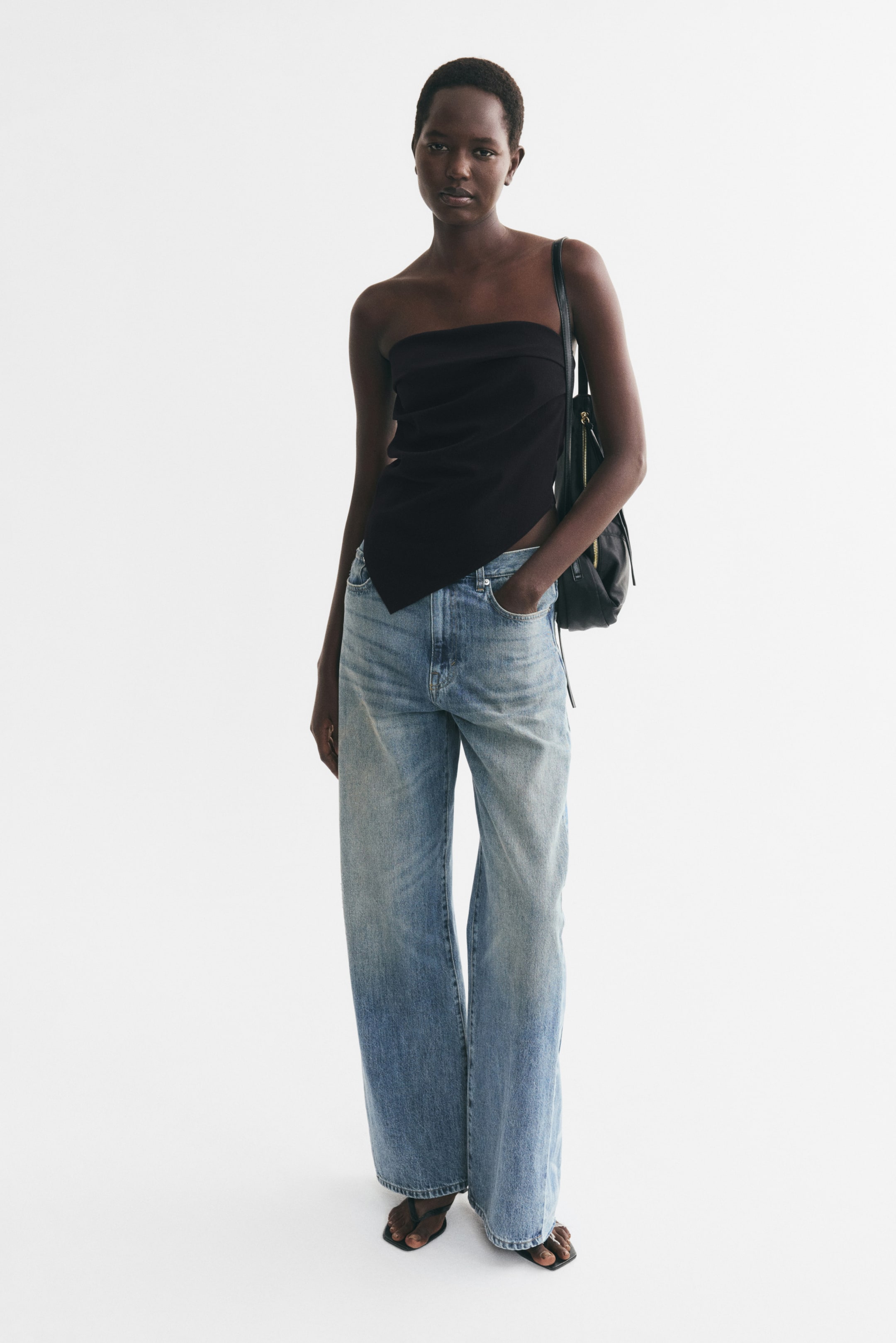 View larger image: Asymmetric Tube Top - Black - Ladies | H&M US 1