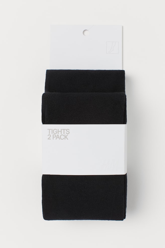 2-pack tights - Black/Light beige/Dark grey - 1