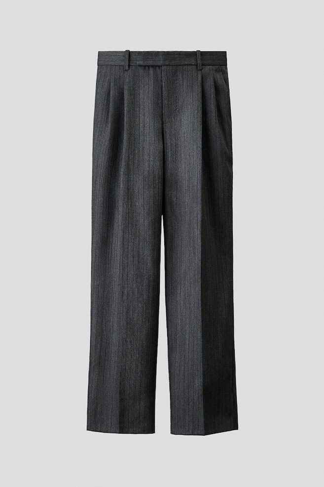Regular-Fit Tailored Wool Pants - Dark gray/pinstriped - 1