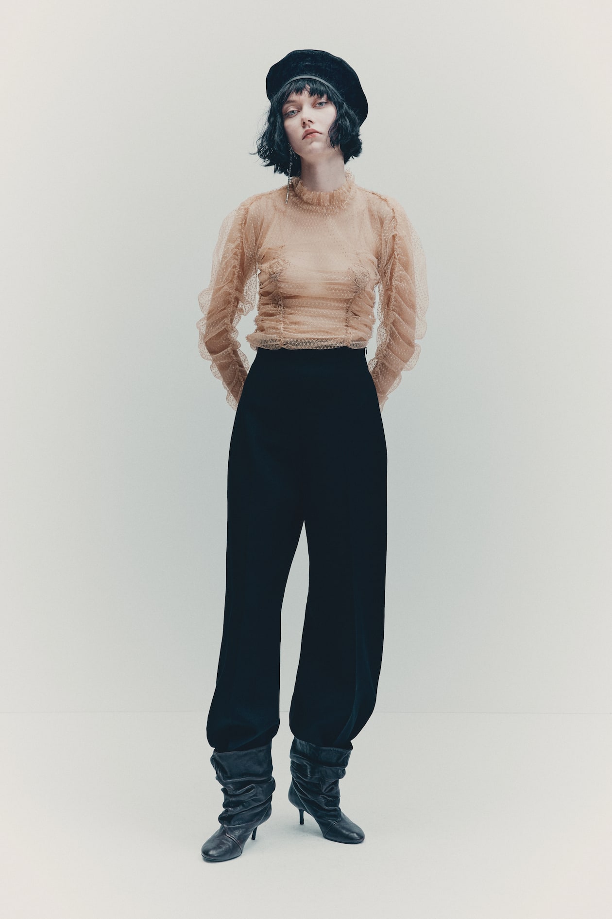 Embroidered Mesh Top