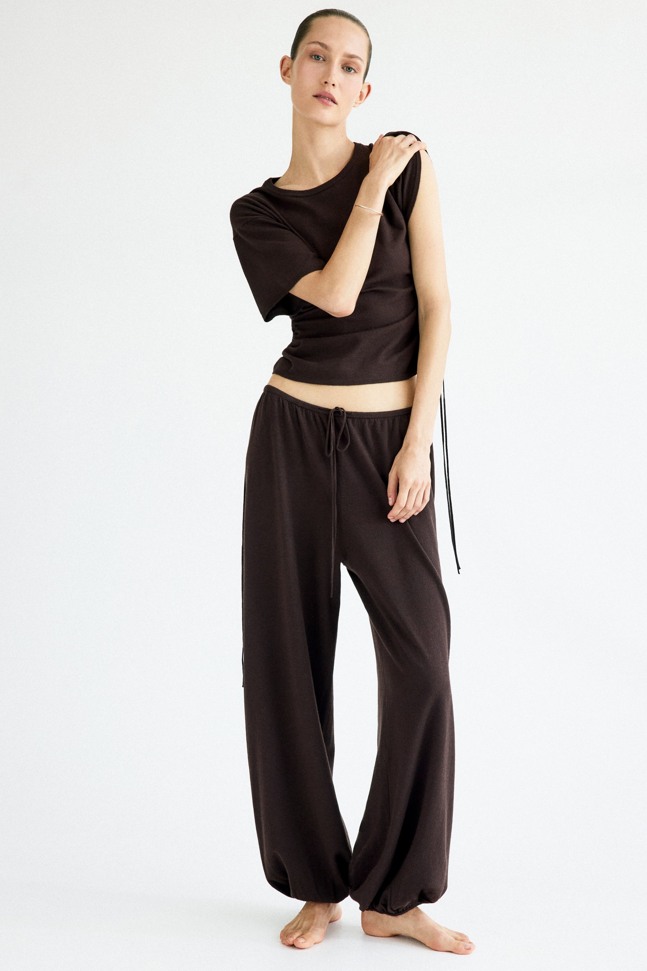 Pantalon ballon en tricot fin