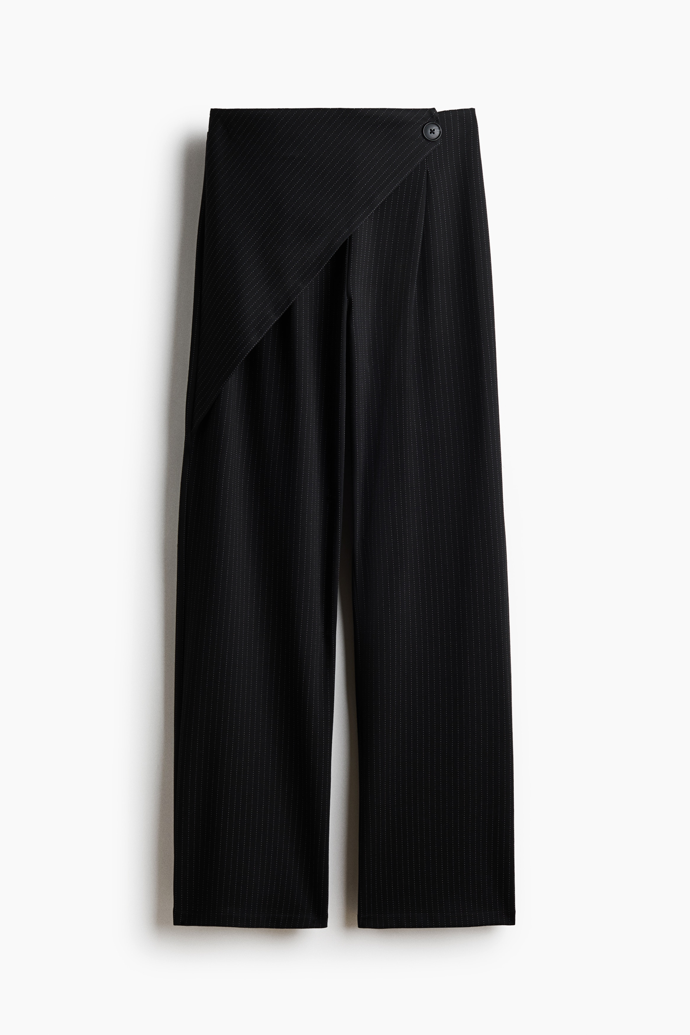 Loose-fit wrap-detail trousers - Black