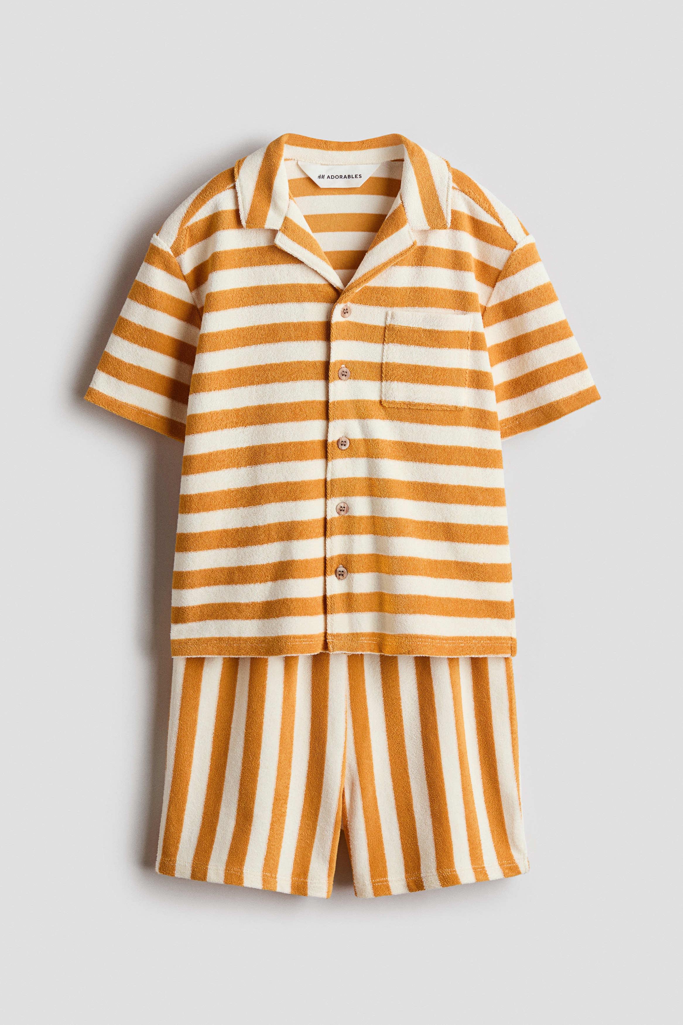 Yellow/white striped 2-Piece Terry Set for kids | H&M US