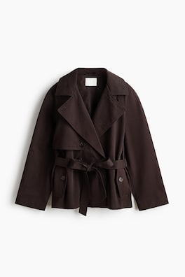 Kort trenchcoat med knytband