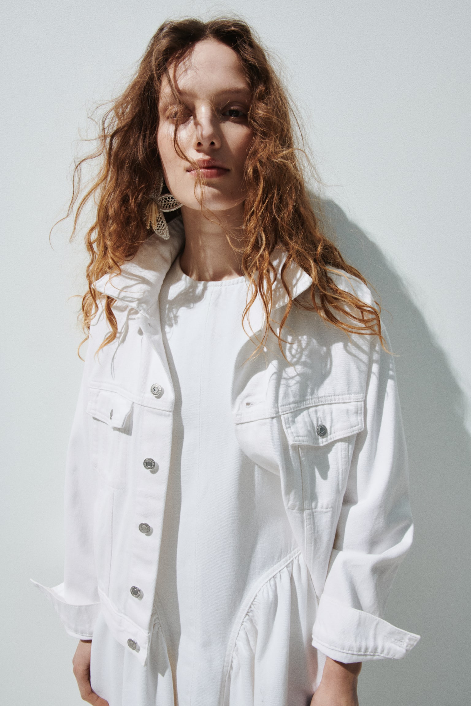 Open-back denim dress - Cream/Light denim blue - 5