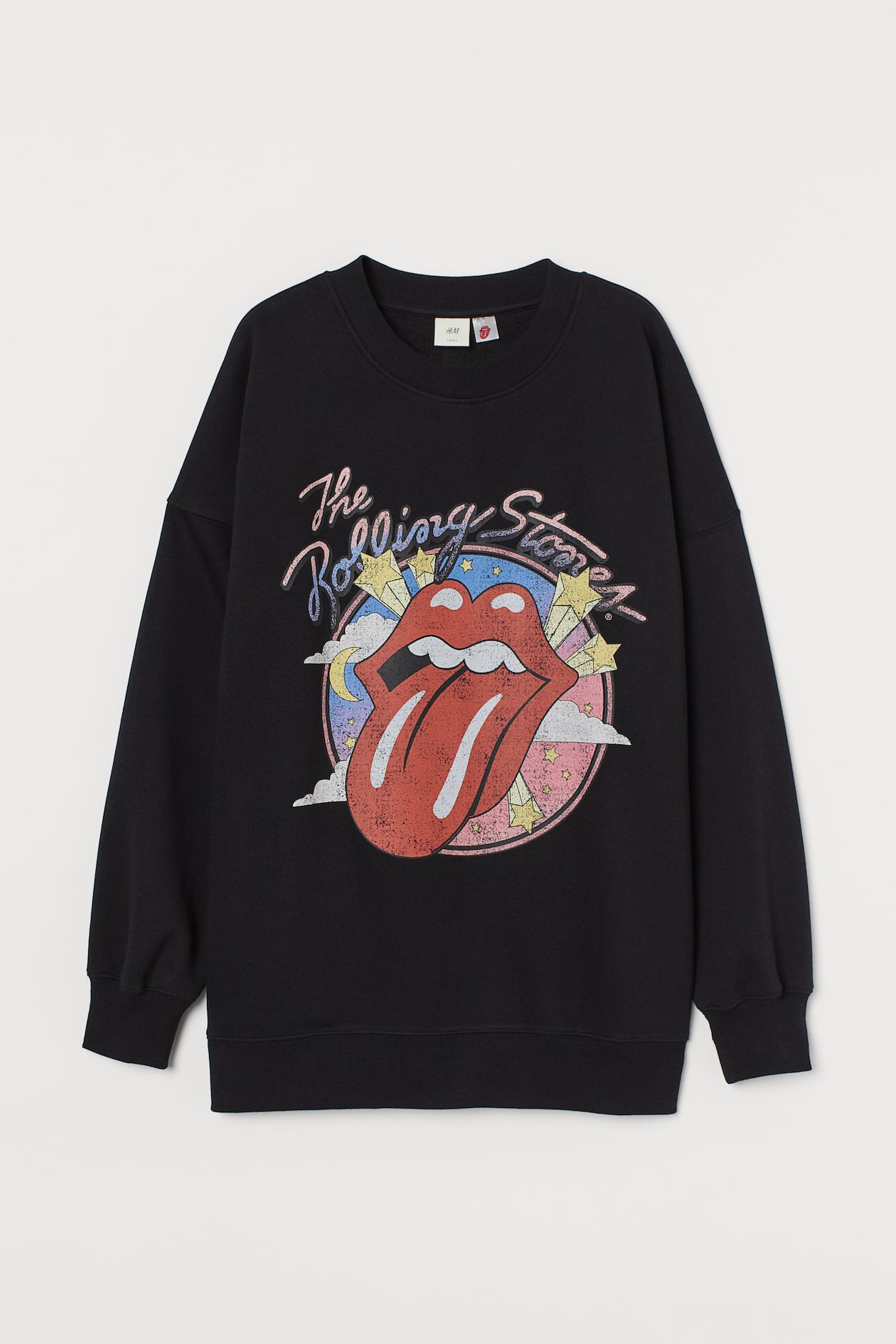 Printed Sweatshirt - Crew-neck - Long sleeve - Black/The Rolling Stones ...