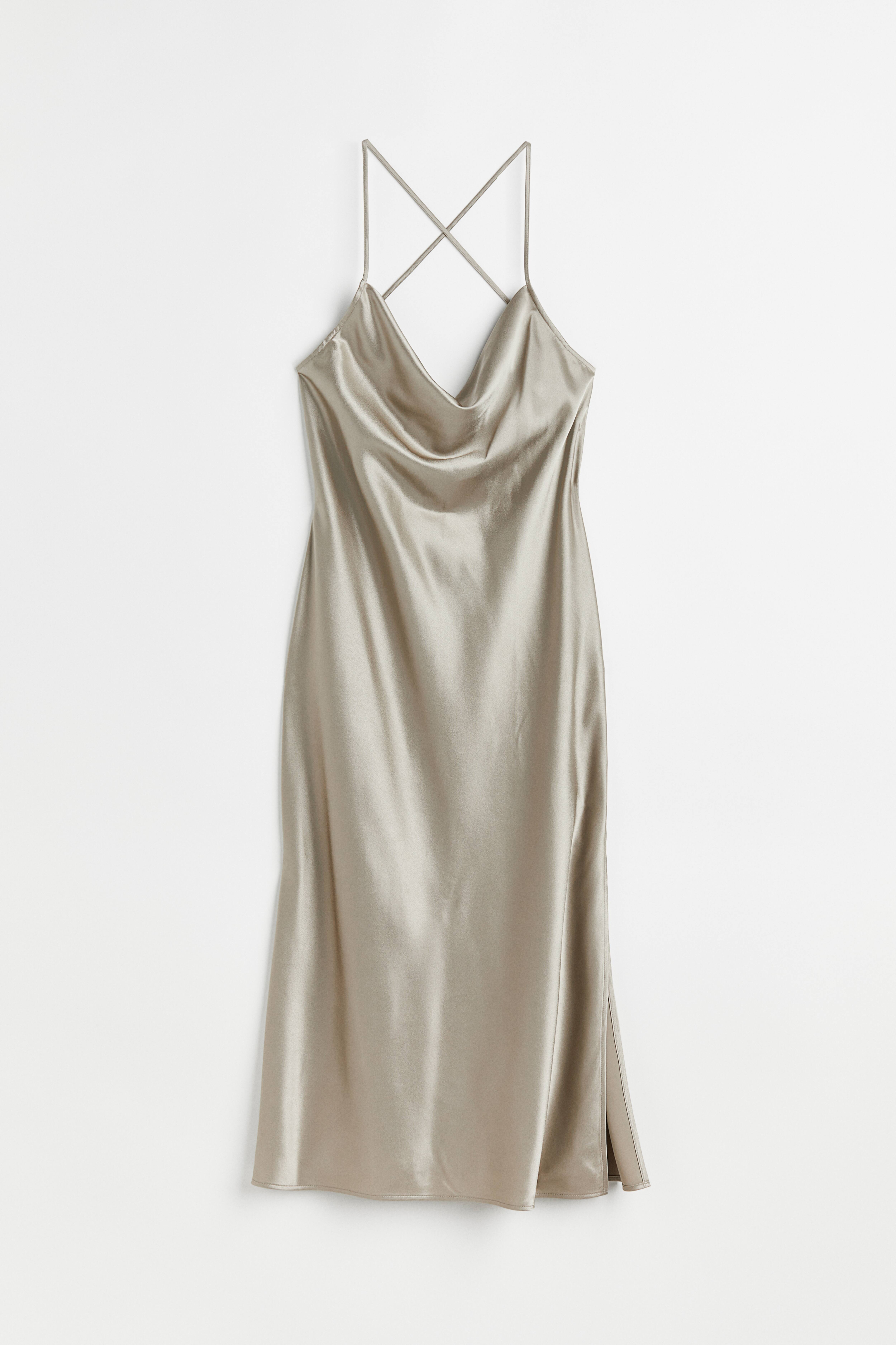 Shops khaki satin slip dress