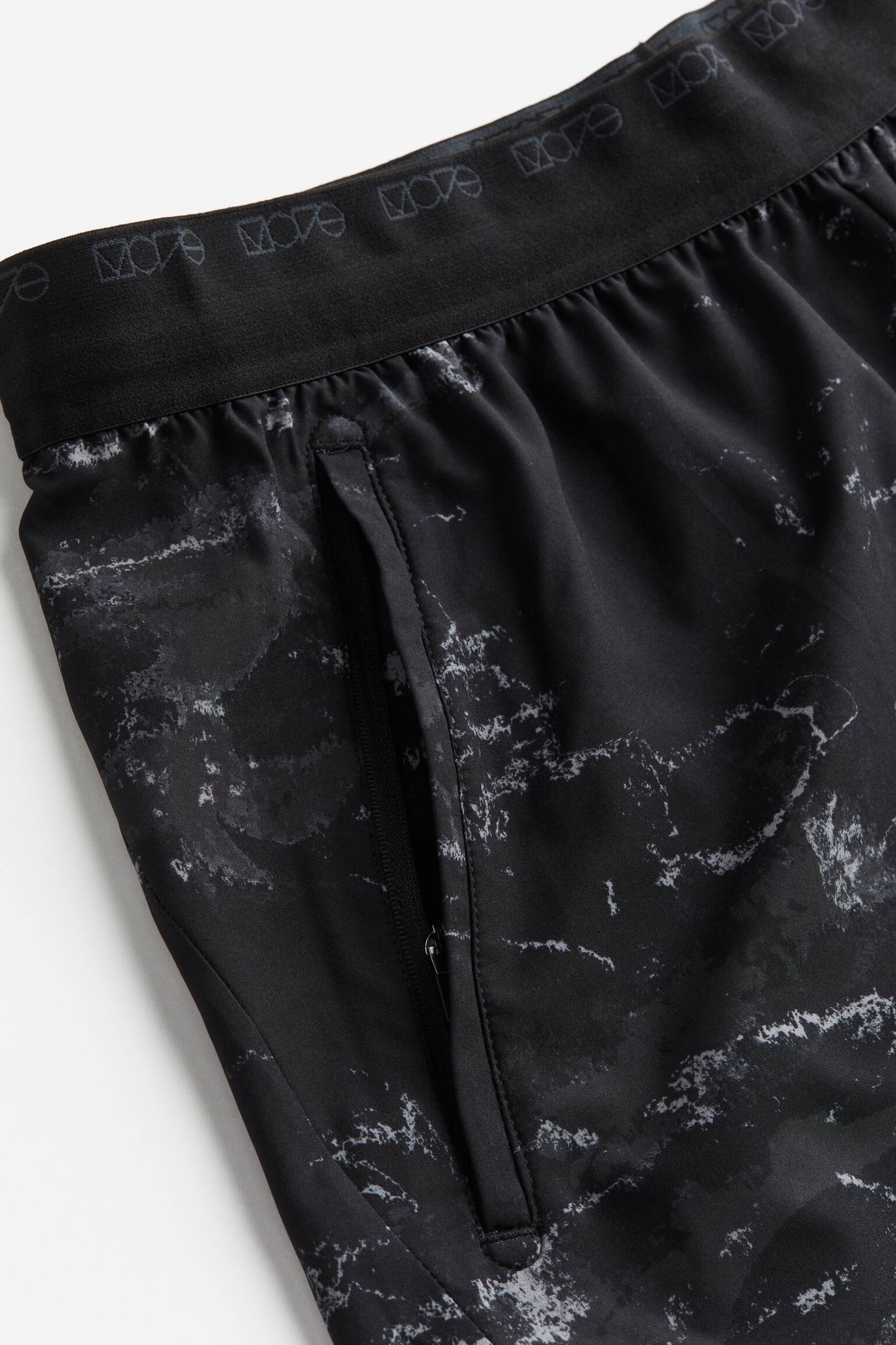 Mid Length Activewear Shorts In DryMove™ - Black/Pattern - 4