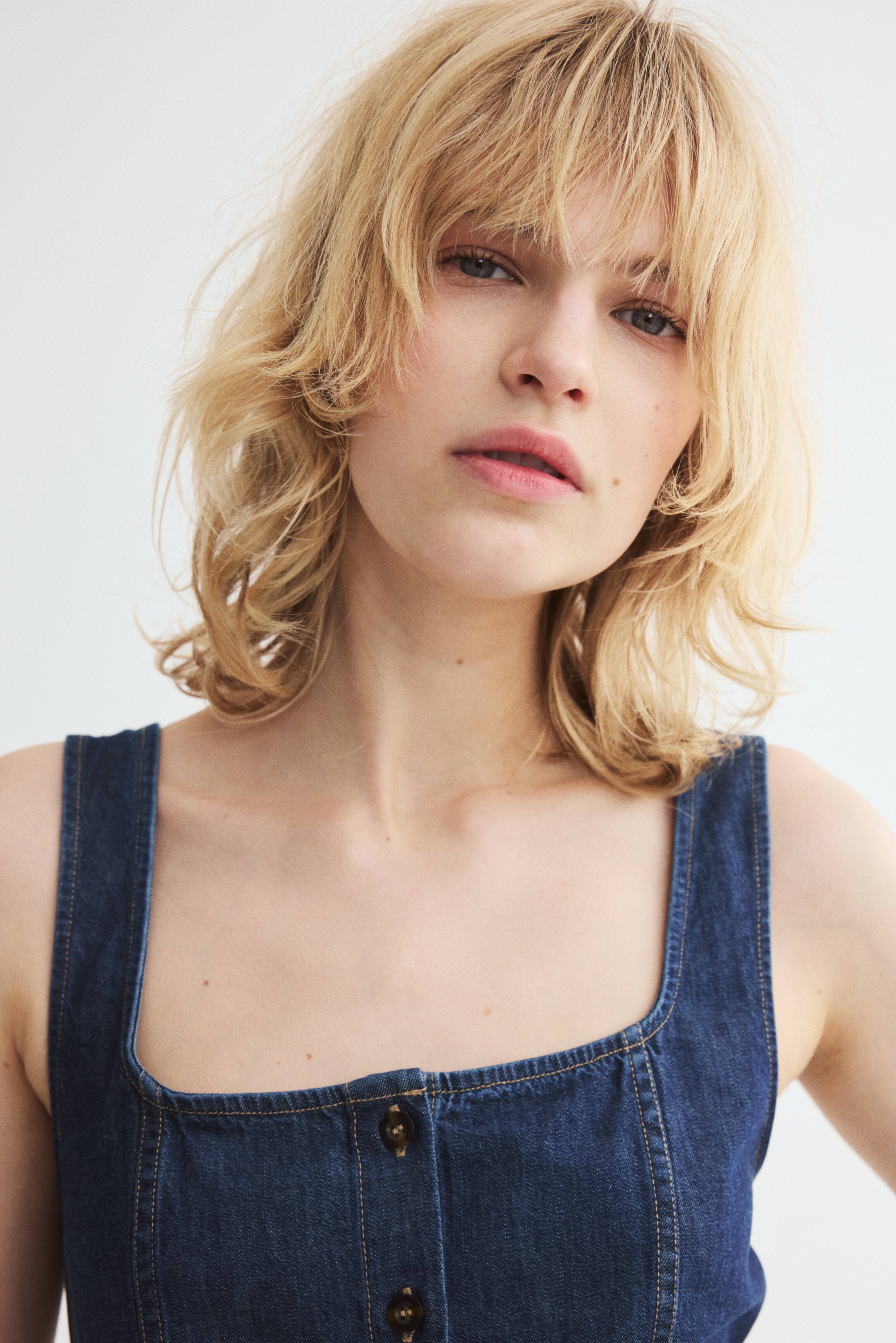Haut péplum en denim