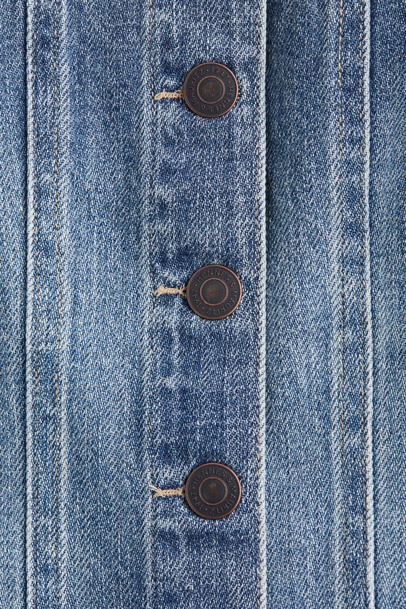 Jeanstopp med knäppning fram - Denimblå/Ljus denimblå - 3