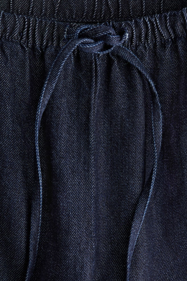 Denim drawstring trousers-Dark denim blue - 3