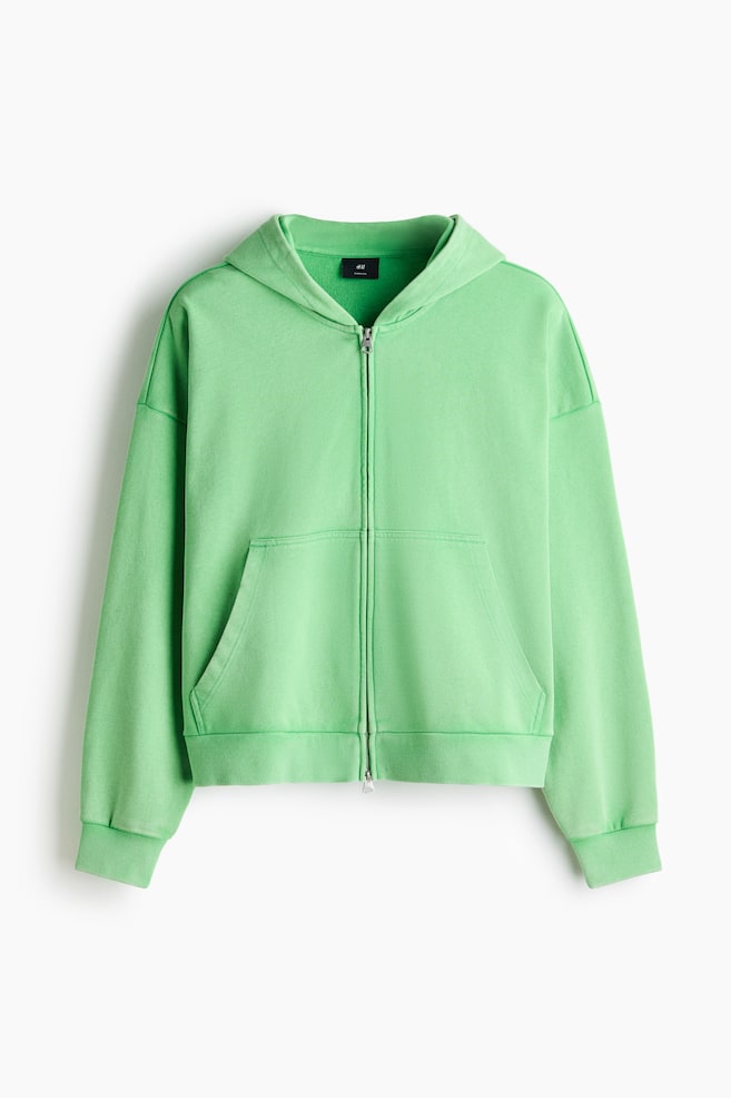 Hoodiejacke mit Zipper in Oversized Fit - Hellgrün/Dunkelblau - 1