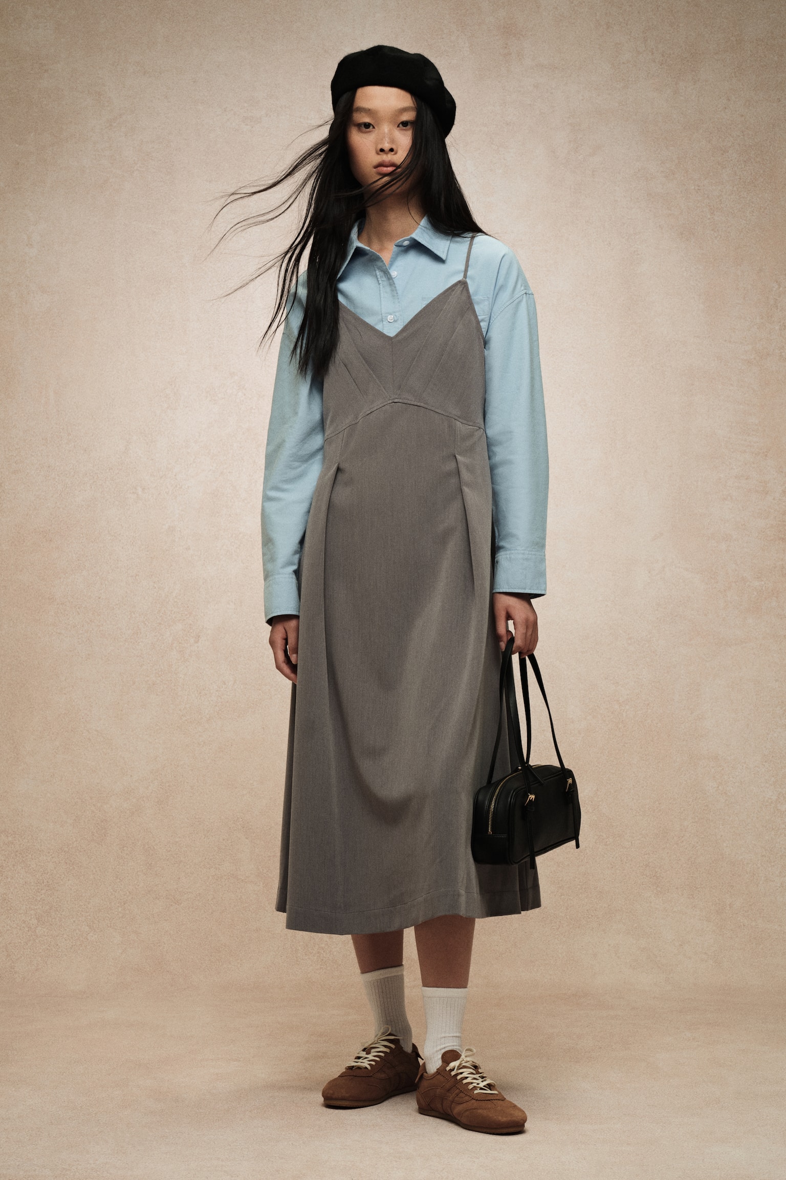 Strappy V-neck dress - Grey/Brown/Checked - 4