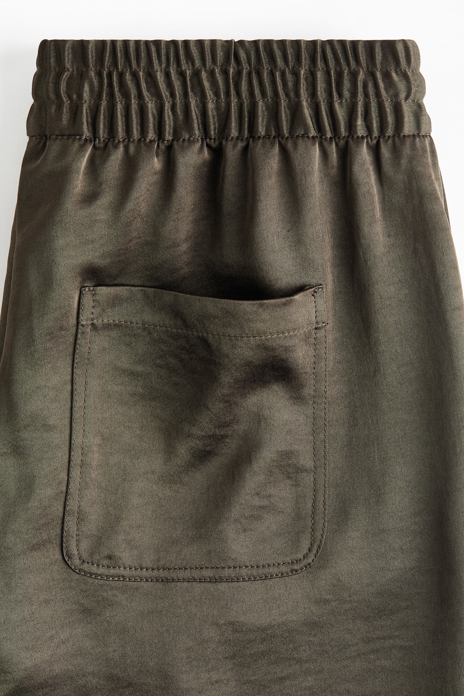 Saténové kalhoty Flared - Tmavě zelená - 6