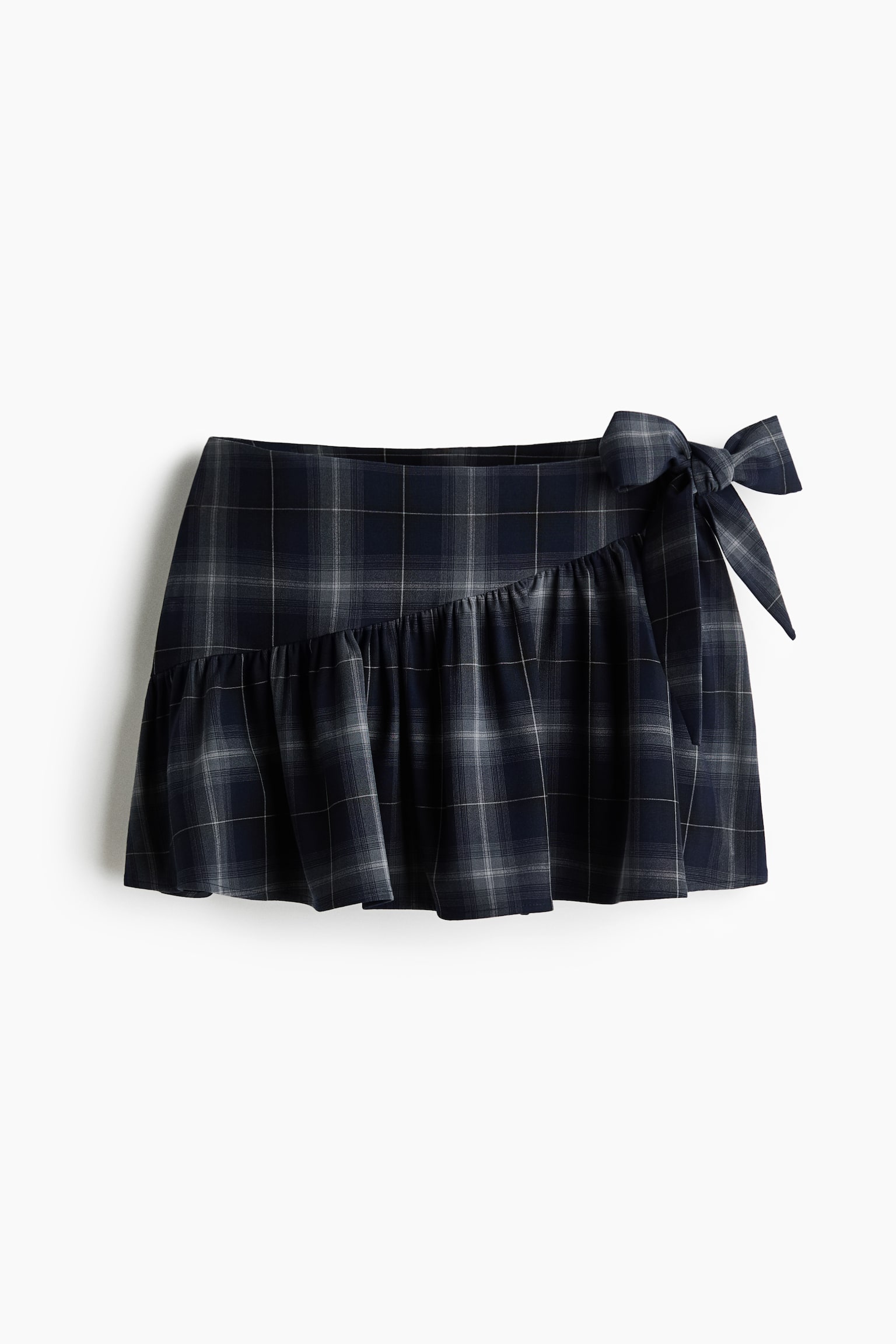Женская юбка-шорты H&M Wrap Mini Skort, цвет: Тёмно-синий / Клетчатый — фото 1