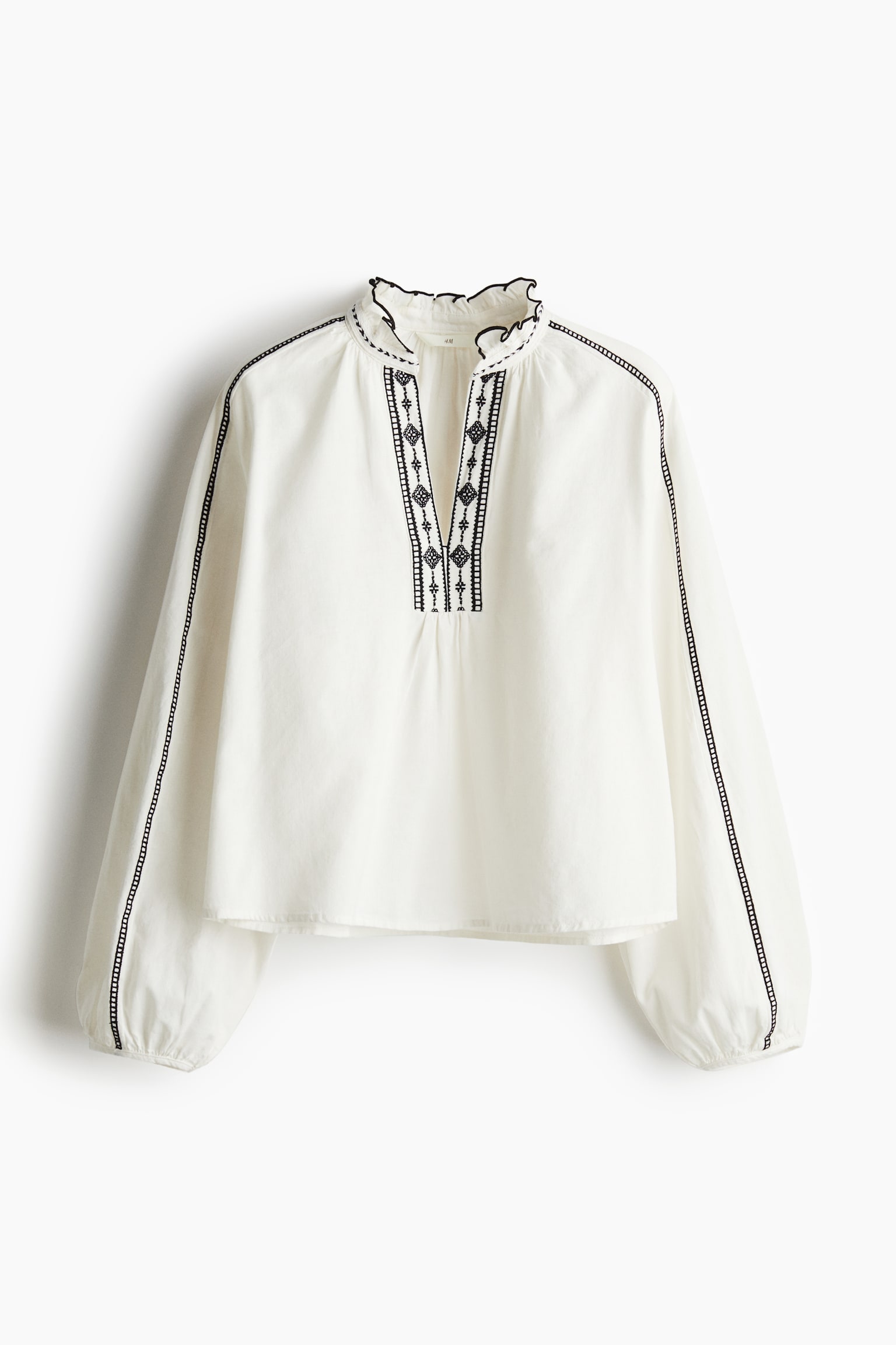 Frill Collar Blouse - White - 2