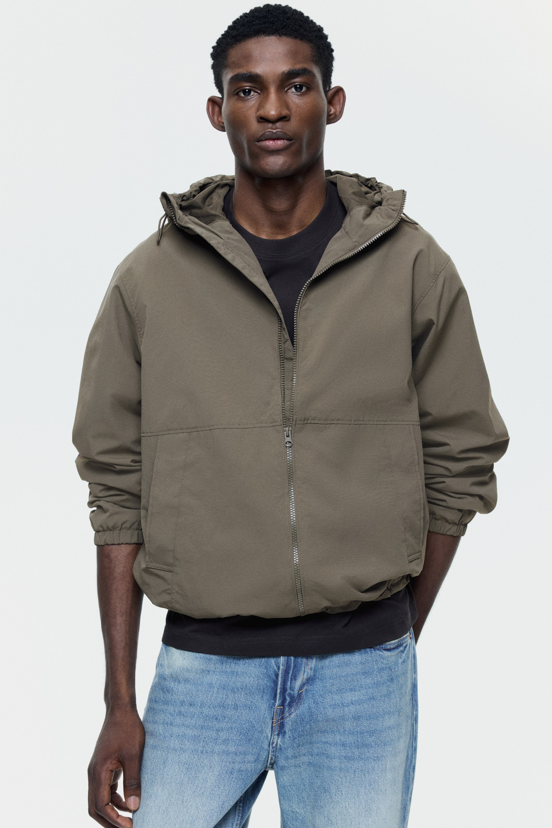 View larger image: Water-repellent nylon windbreaker - Dark mole - Men | H&M 1