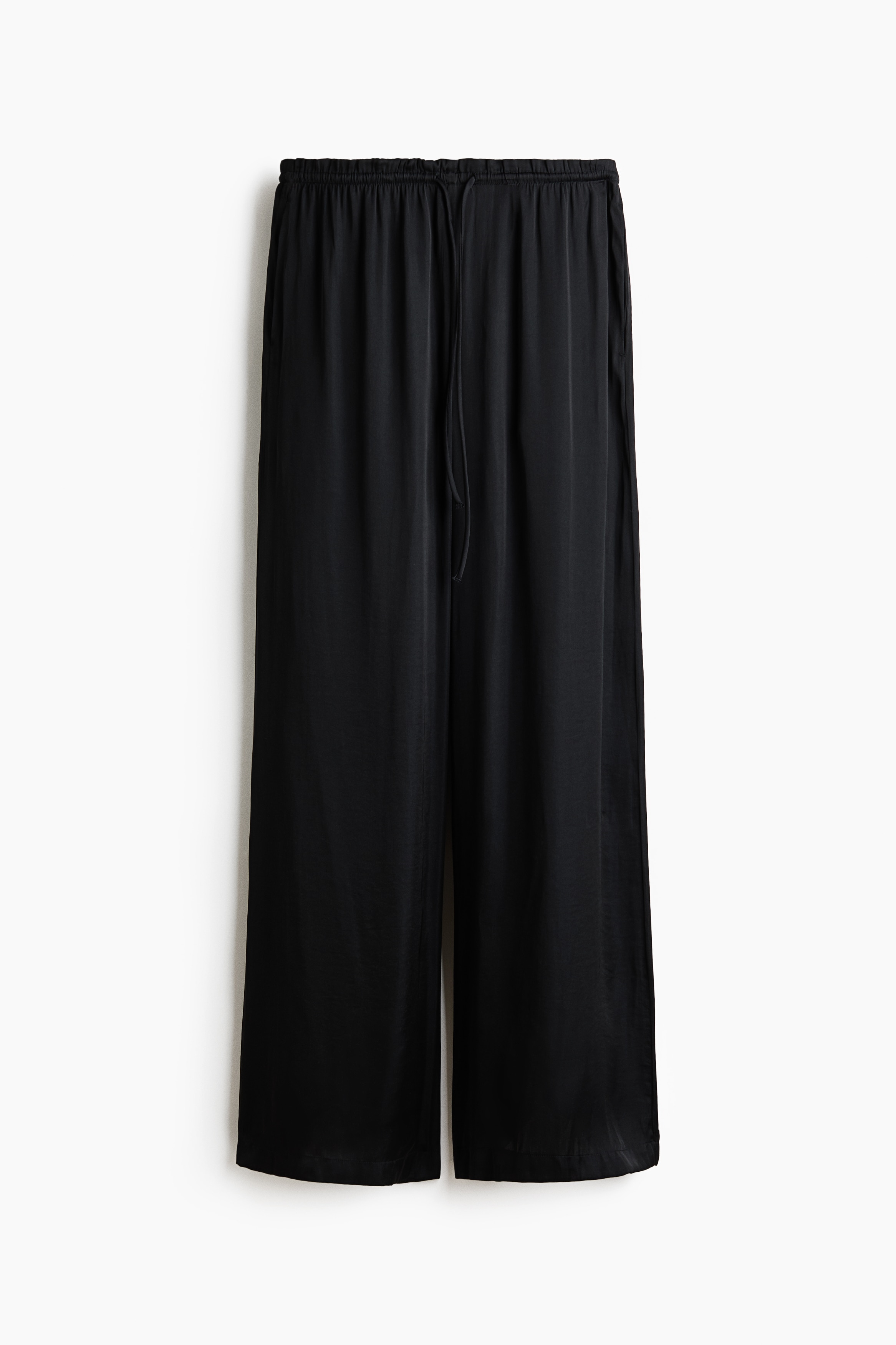 Pantalón de satín con cordón de ajuste - Negro/Verde caqui oscuro/Beige