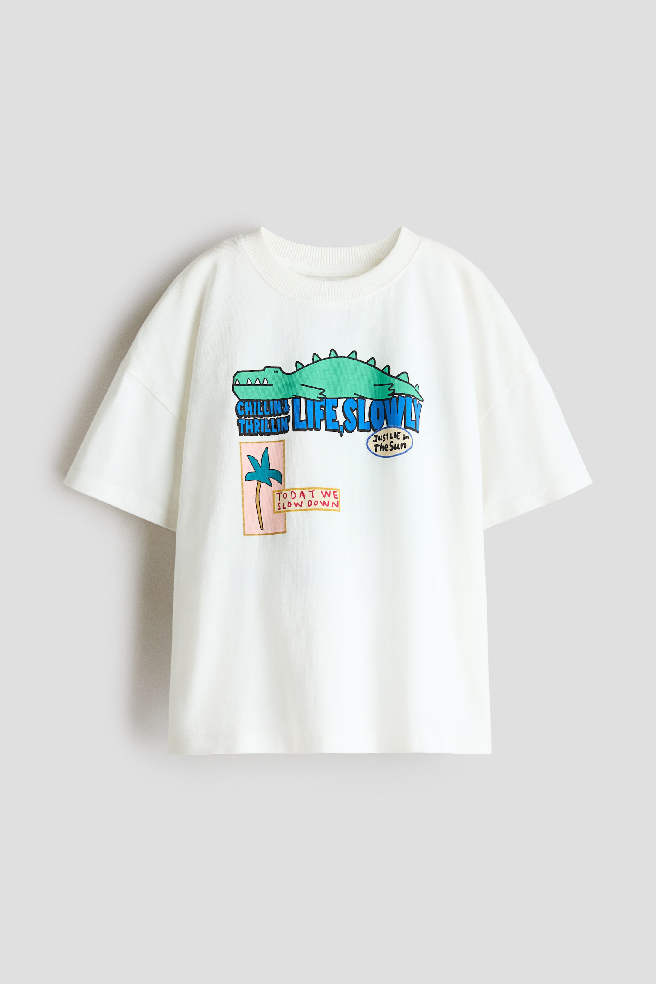 View larger image: Oversized printed T-shirt - White/Dinosaur - Kids | H&M 1