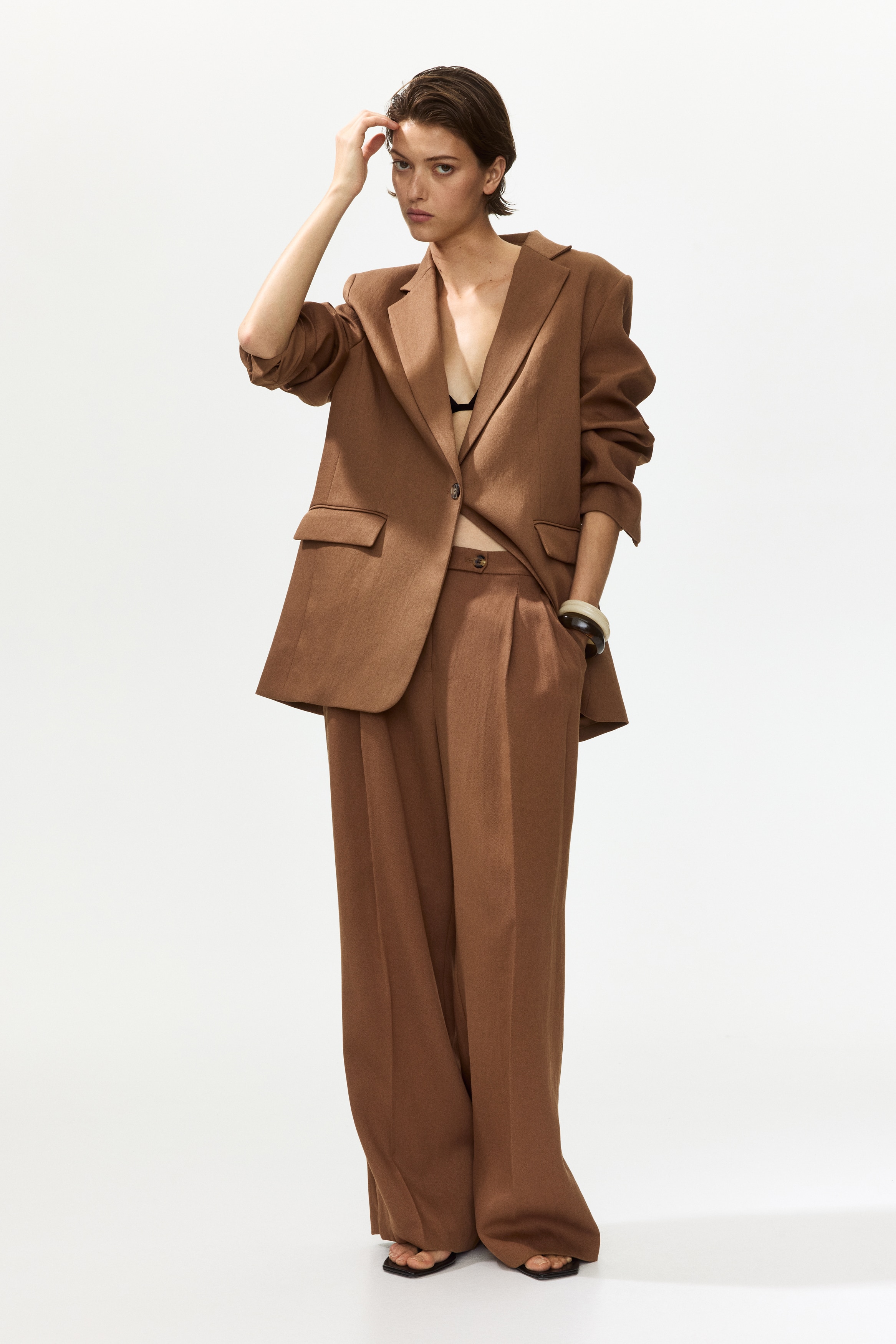 Elegante Hose mit weitem Bein - Braun