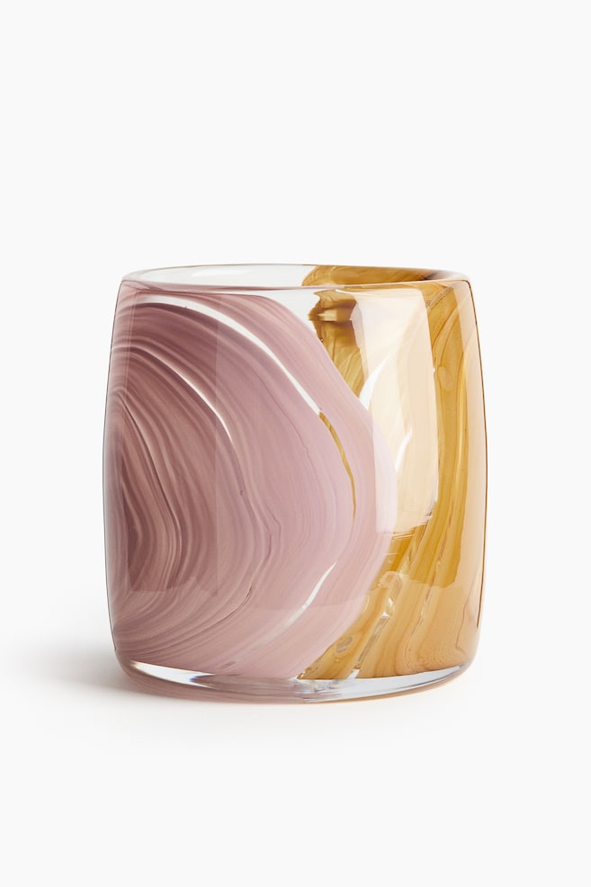 Glass lantern - Light pink/Yellow/Light beige - 1