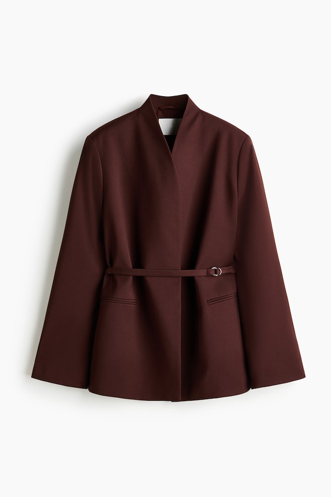 Oversized belted blazer - Dark brown - 1