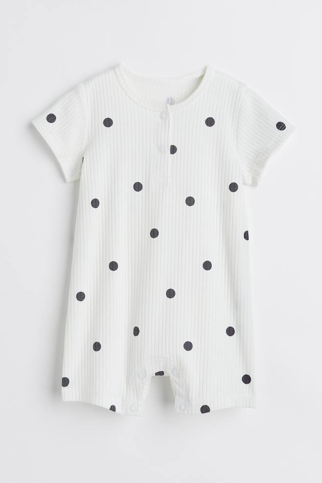 Short-sleeved cotton bodysuit - White/Spotted/Pistachio green/Spotted