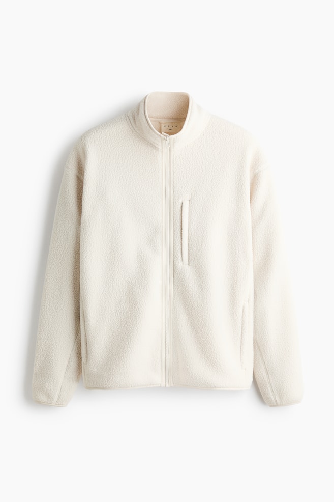 Regular Fit Teddy jacket - Ivory/Navy blue/Black - 1