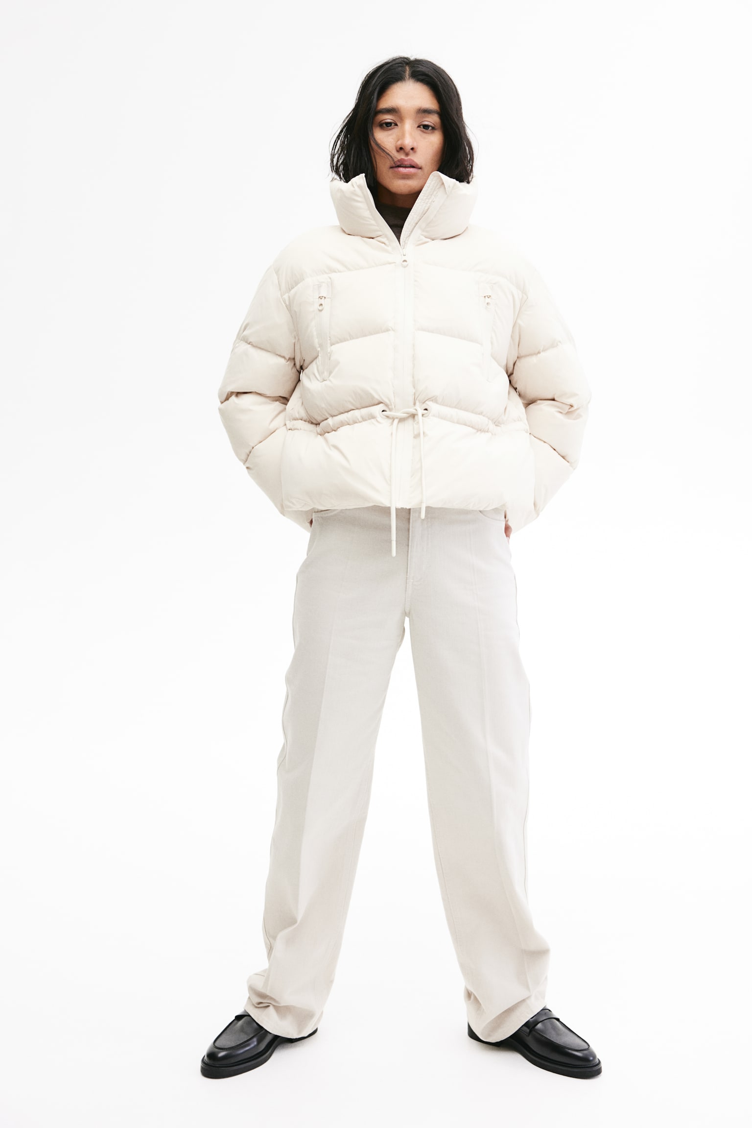 Short down puffer jacket - Light beige - 4