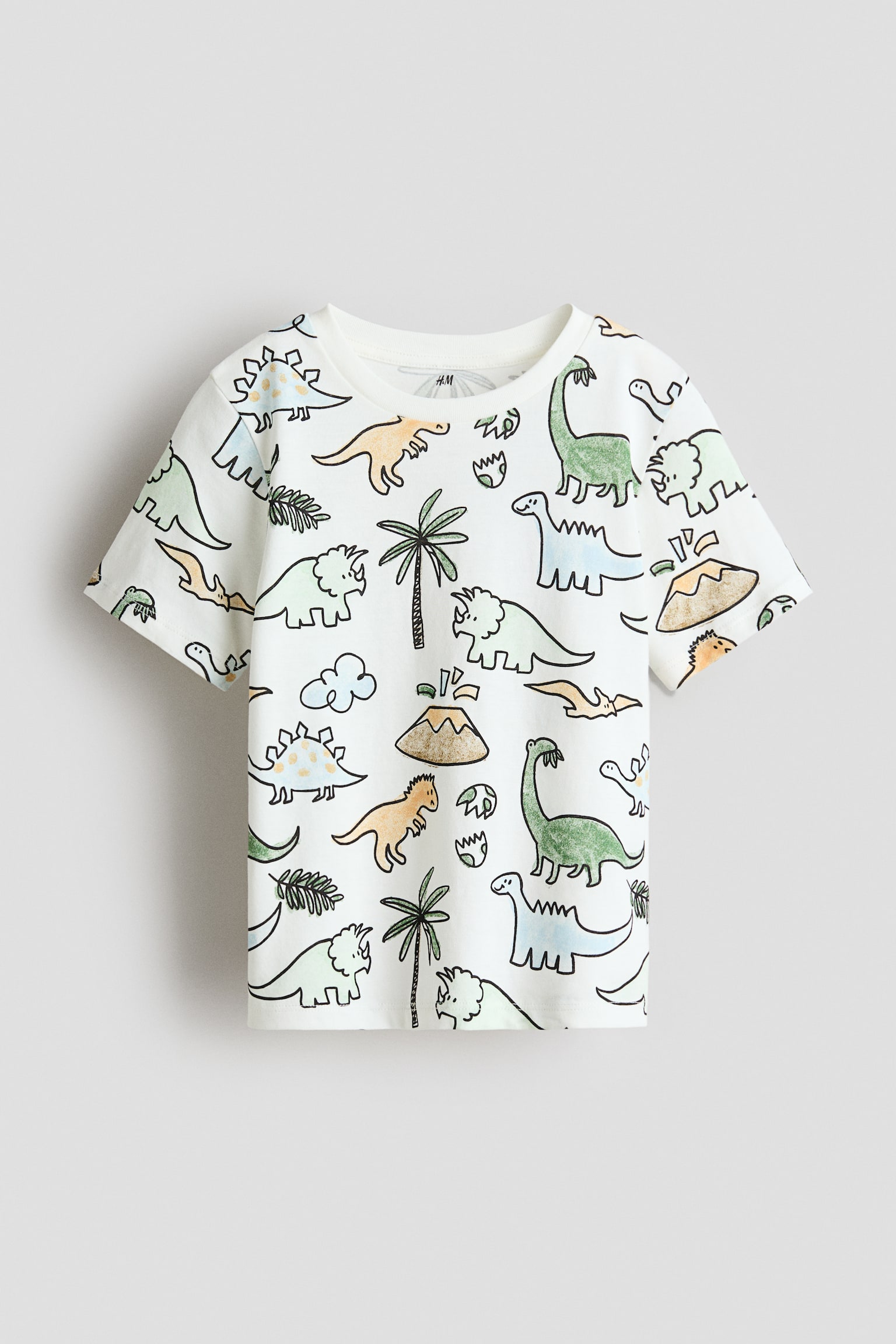 Printed cotton T-shirt - White/Dinosaurs/White/Dinosaur/Beige/Dinosaurs - 2