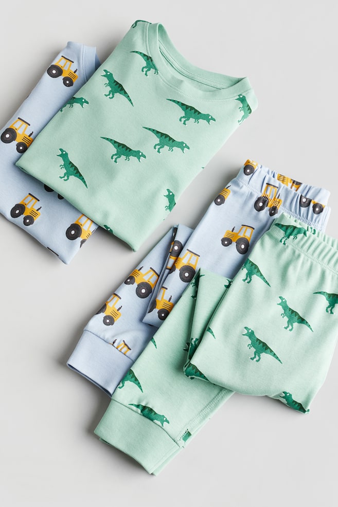2-pack printed pyjamas - Light blue/Tractors/Light green/Constellations - 2