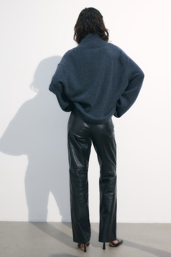 Straight leather trousers - Dark grey/Dark brown - 6