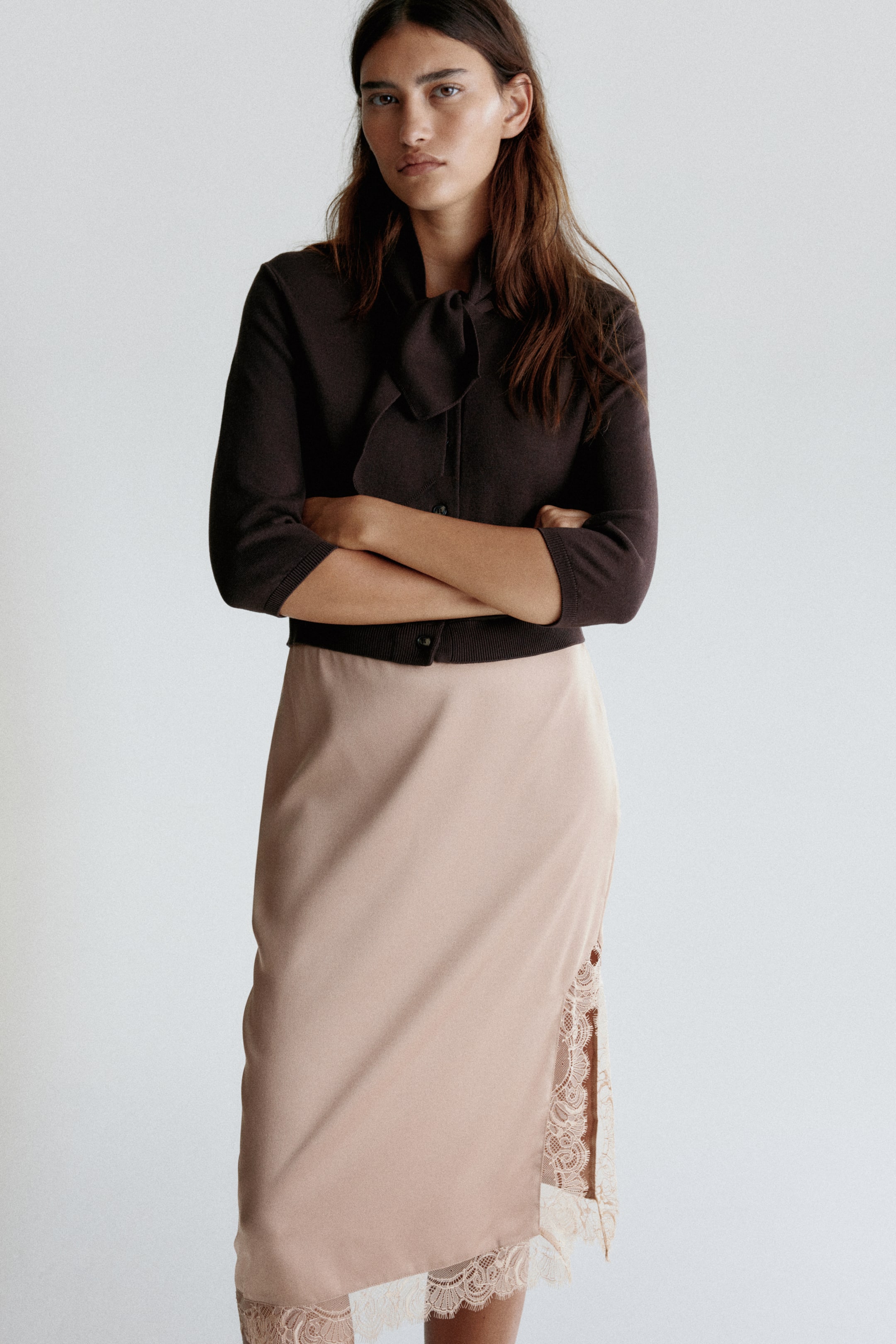 View larger image: Scarf-collar cardigan - Dark brown - Ladies | H&M IN 2