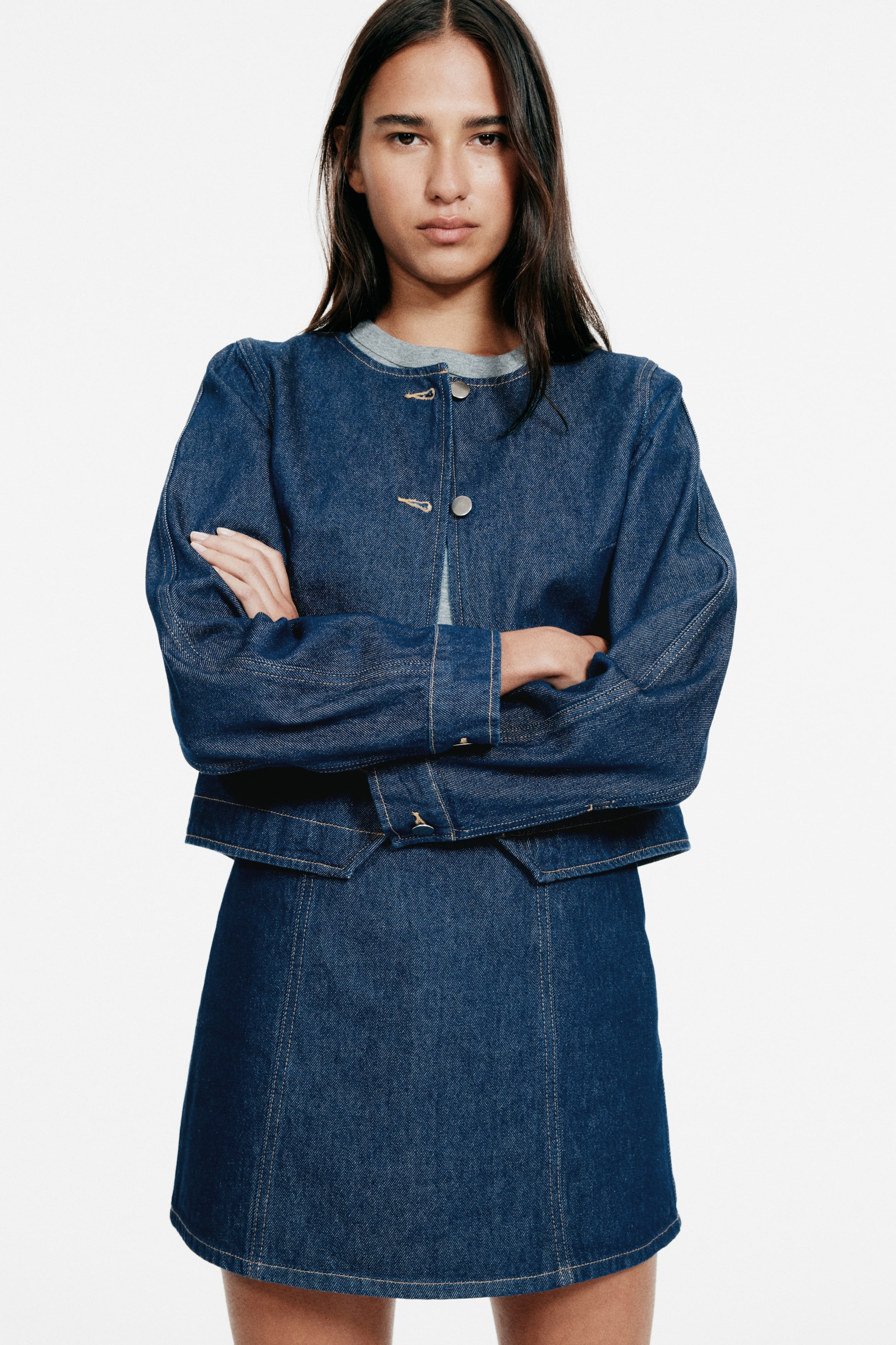 Zobrazit větší obrázek: Minisukně áčkového střihu - Tmavý denim blue - ŽENY | H&M CZ 1