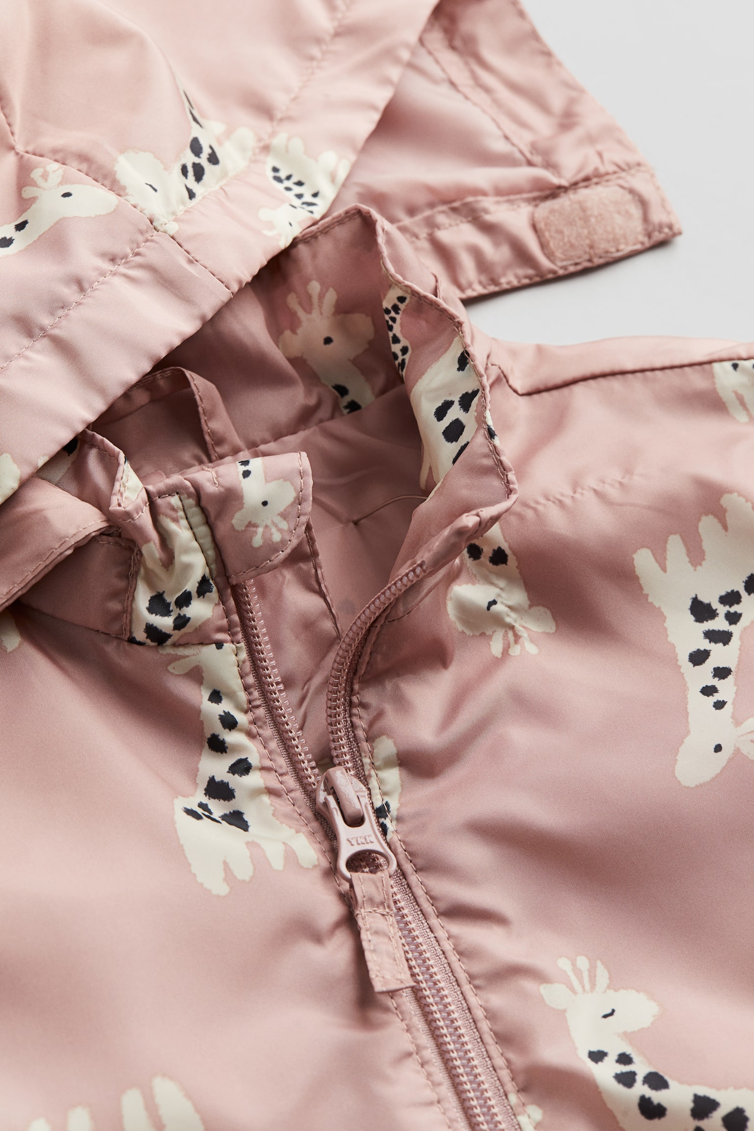 Hooded Jacket - Pink/Giraffes/Green/Floral - 2