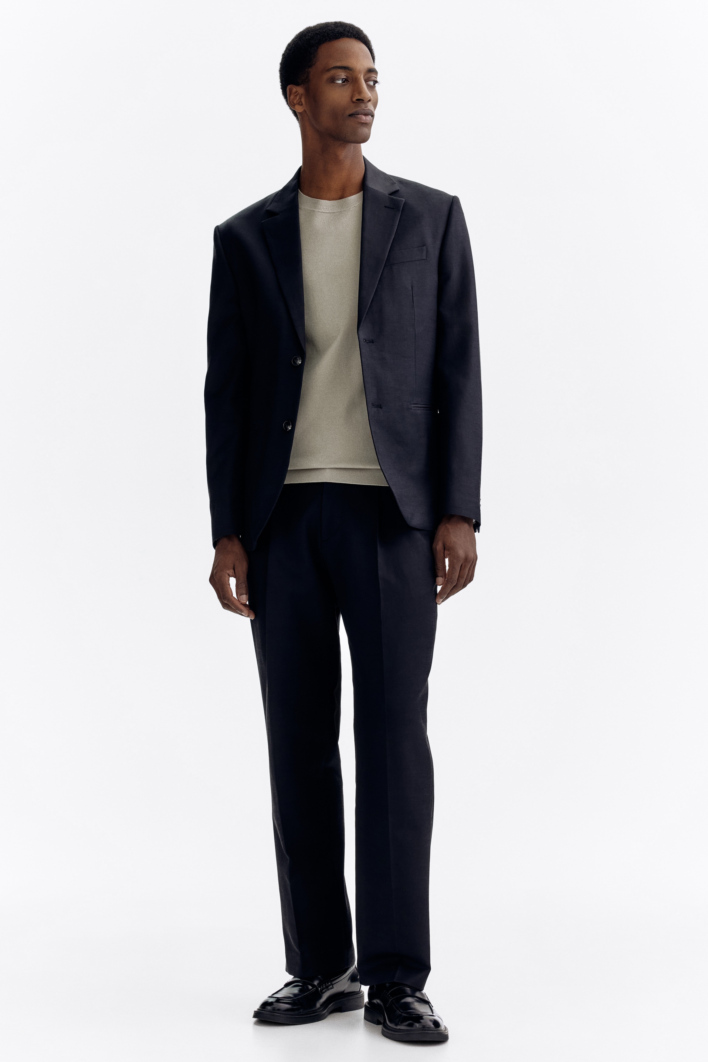 Regular Fit Suit trousers - Sort/Kakigrøn
