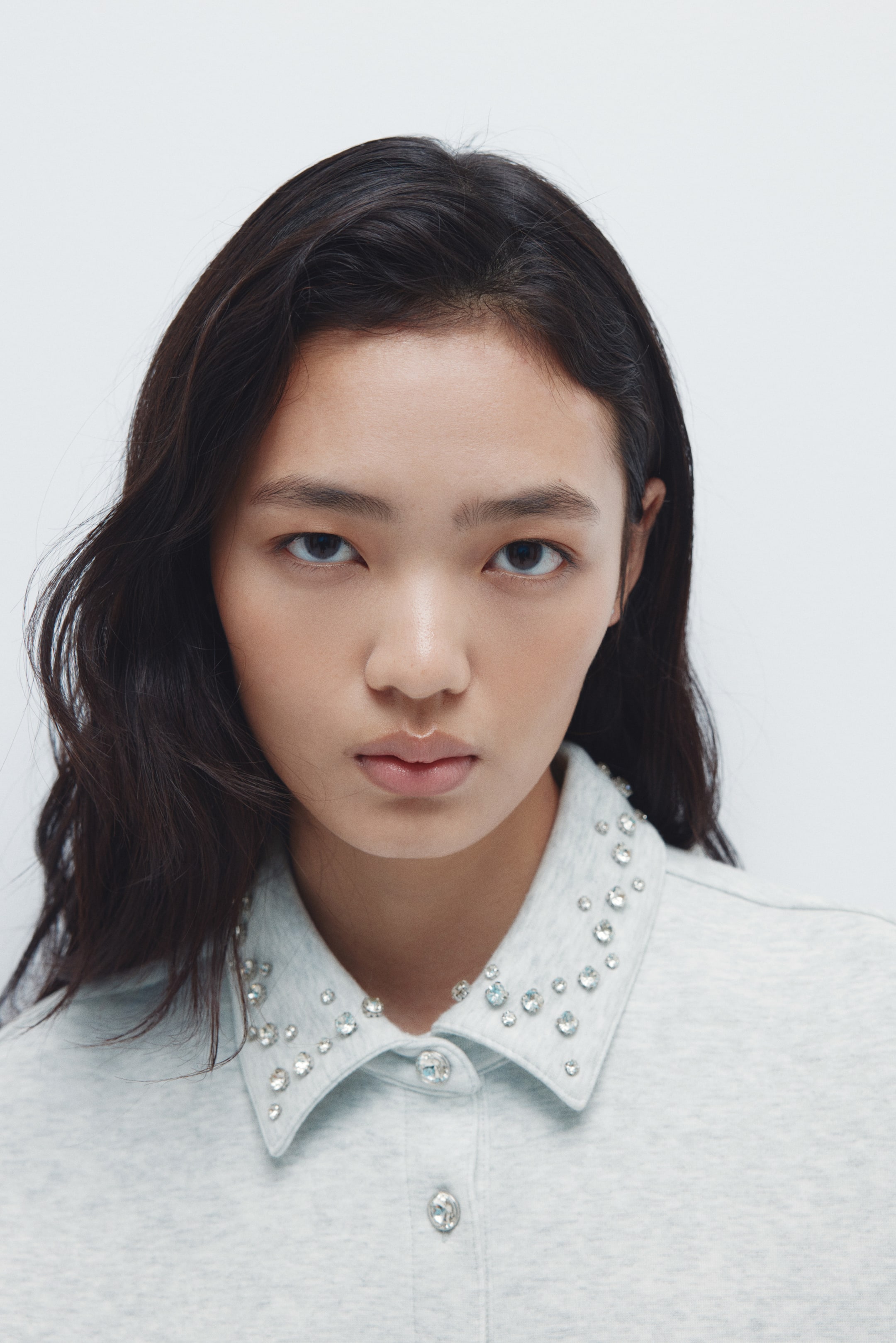 이미지 확대 보기: Embellished scuba rugby shirt - 라이트 그레이 멜란지 - 여성 | H&M KR 2