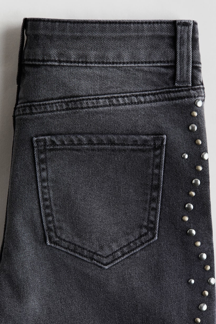 Produktbild von Baggy Jeans Mädchen Herzmuster Print Weites Bein Jeanshose Elastic Waist High Waist Wide Leg Freizeithose Pants Girls Blau Hosen Für Kinder Loose Streetwear Y2K Schlaghose Hohe (Blue, 11-12 Years
