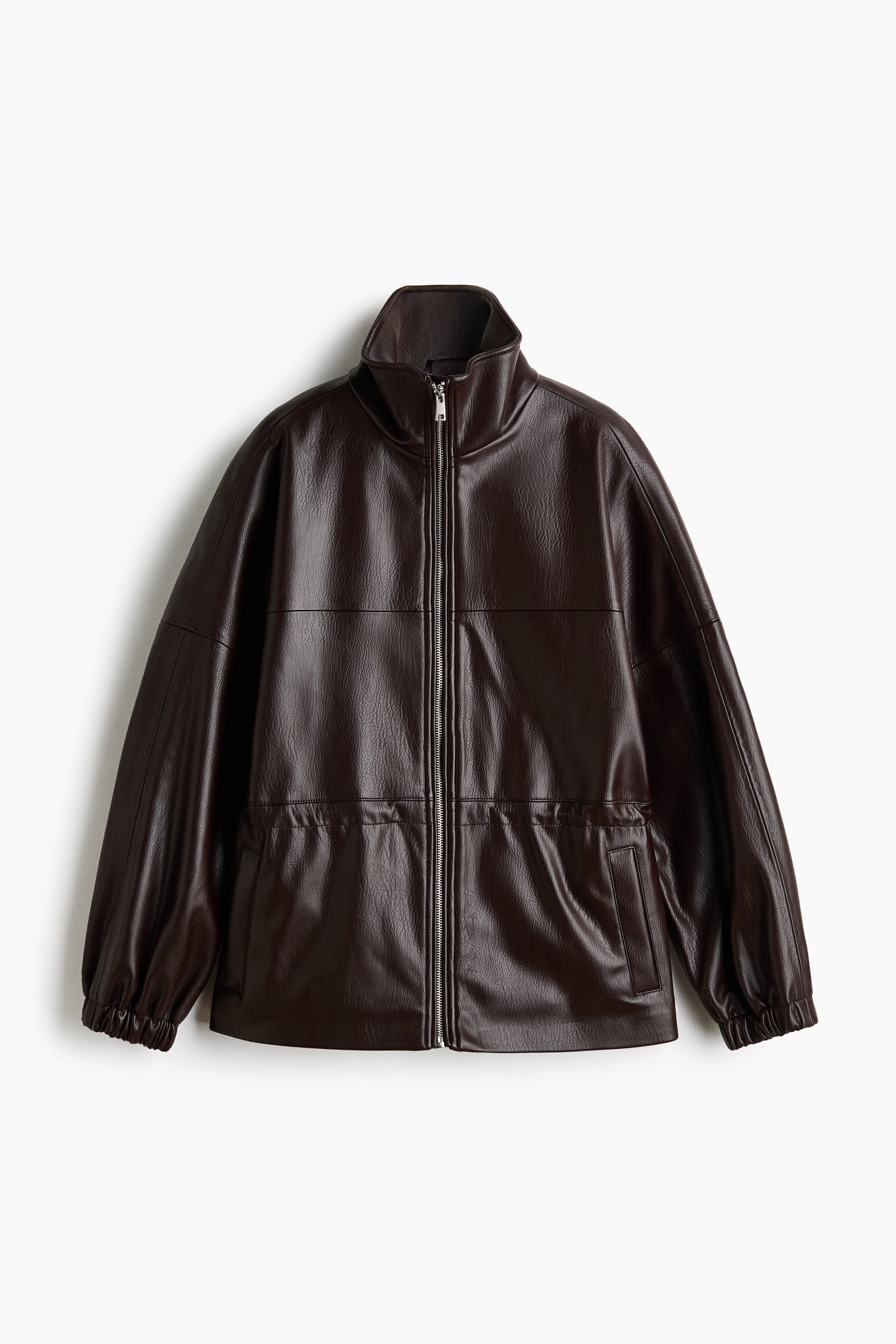 Oversized jas met trekkoord - Bordeauxrood/Bruin