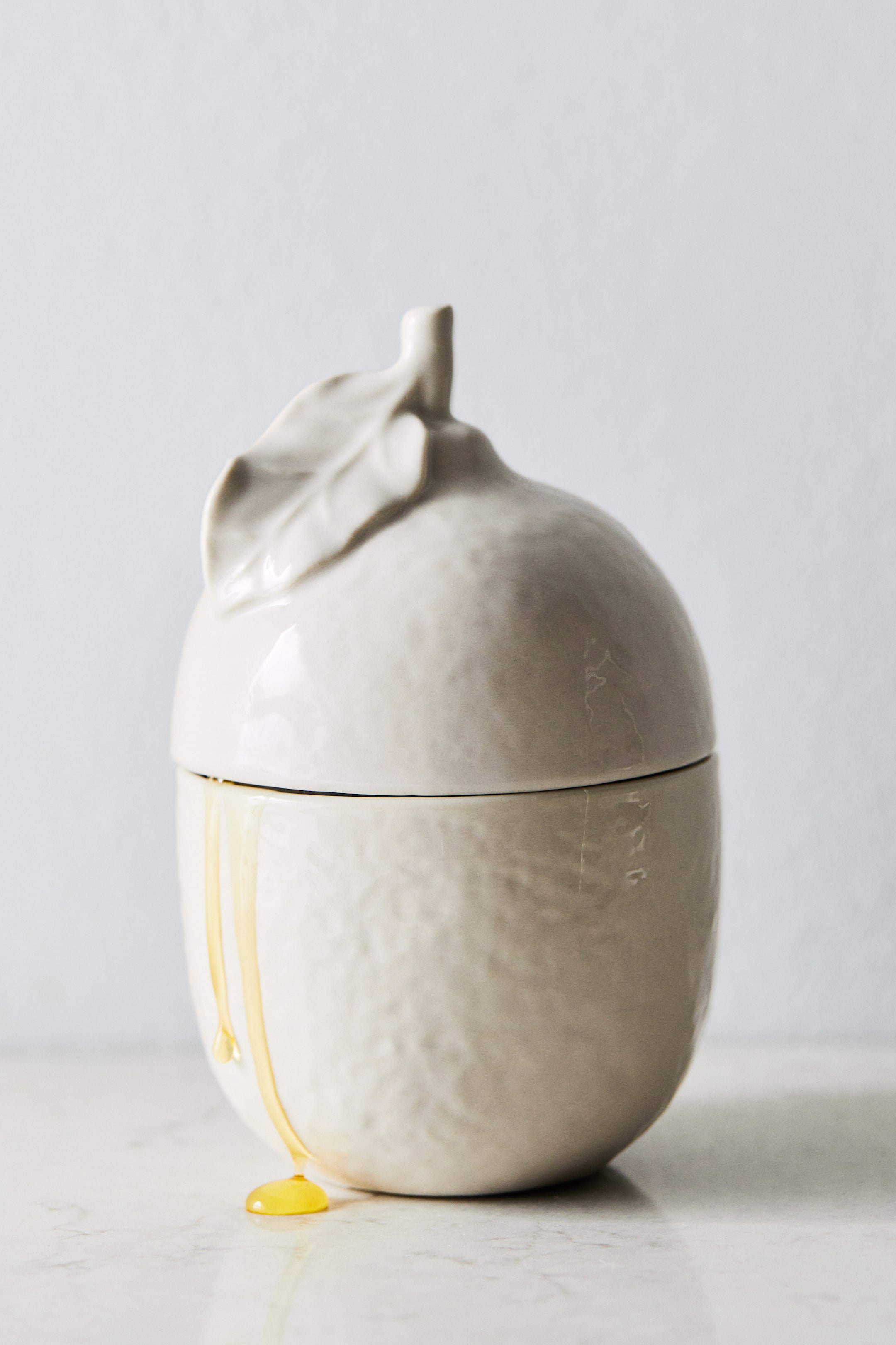 Lemon-shaped Stoneware Jar