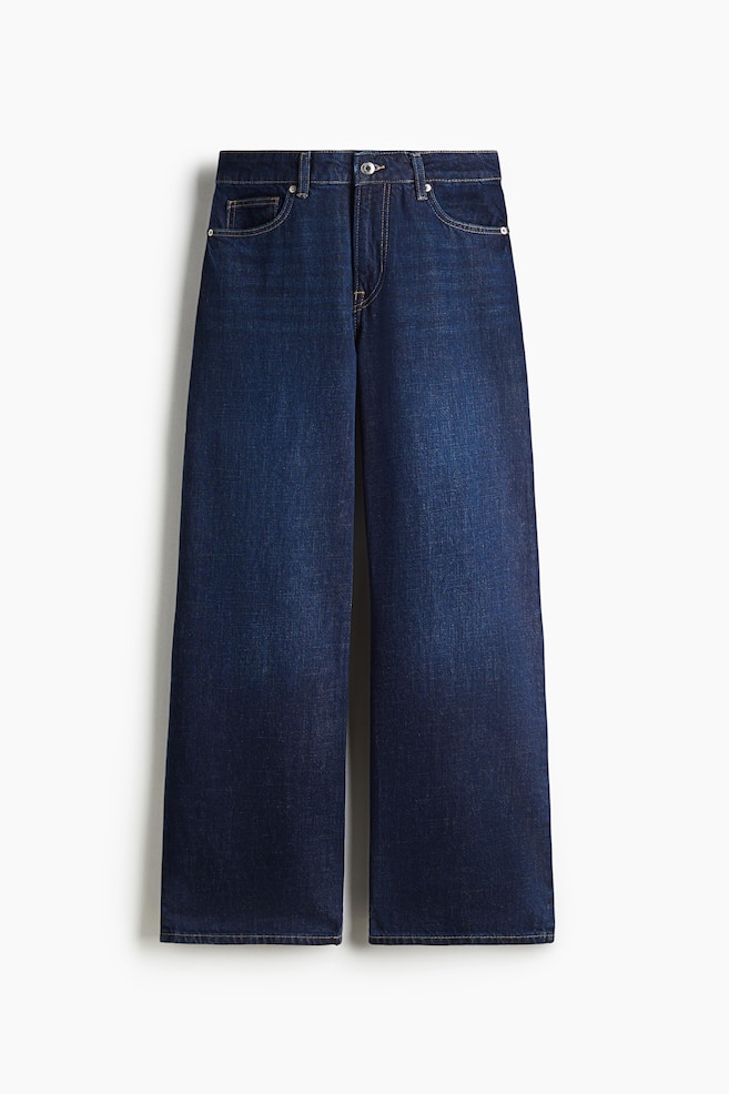 Wide Regular Jeans - Dark denim blue/Black/White - 1