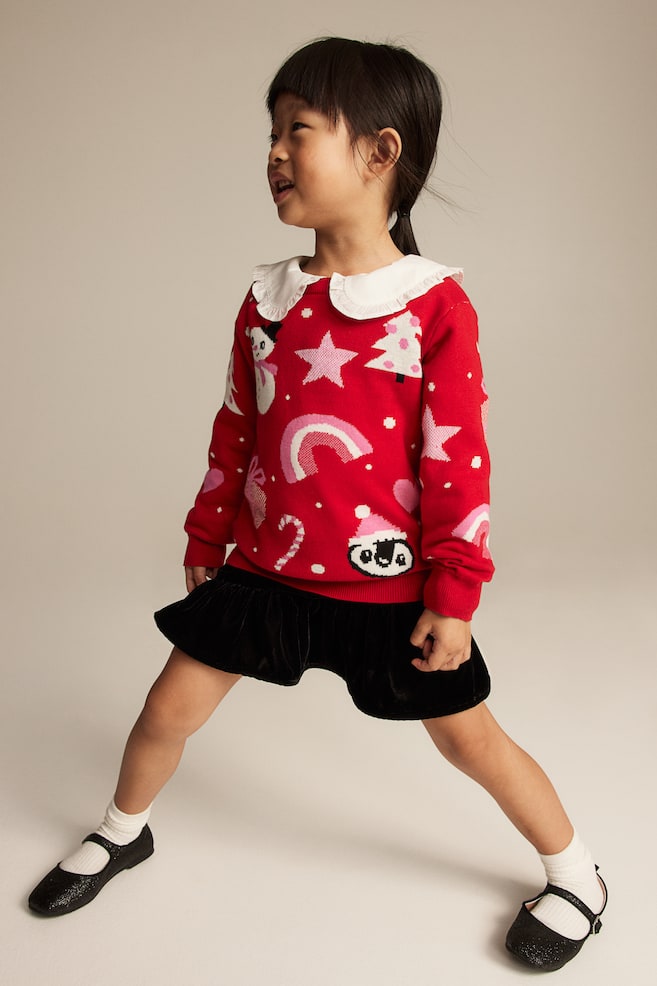 Jacquard-knit jumper - Red/Patterned/Pink/Christmas trees - 3