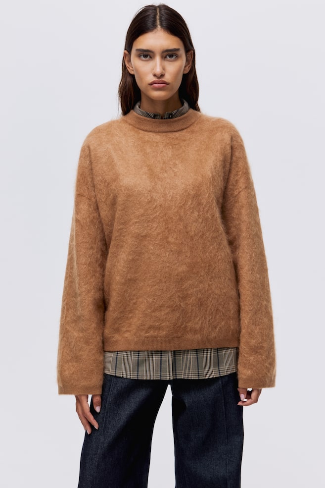 Brushed Cashmere Sweater - Light brown - 3