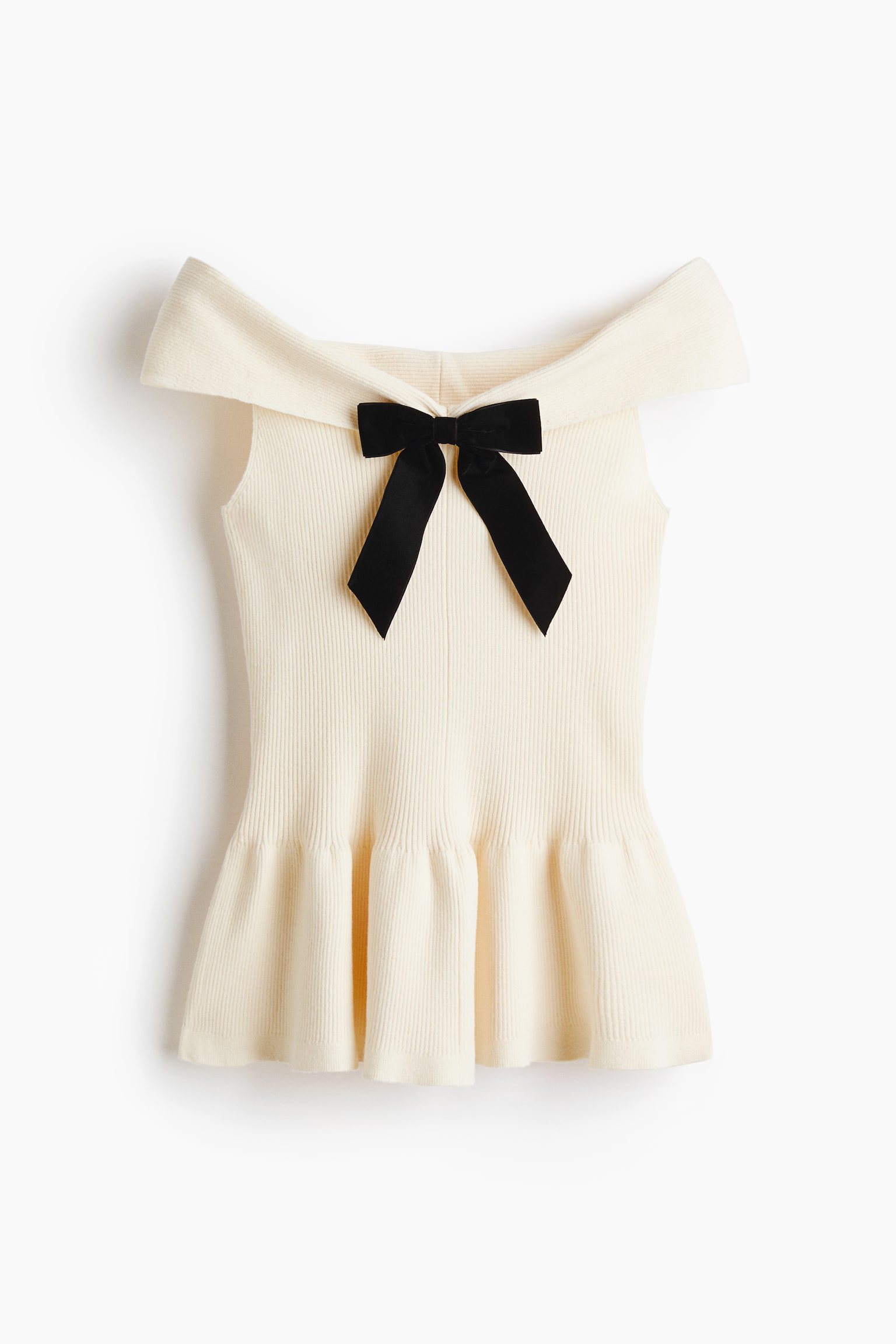 Bow-detail off-the-shoulder top - Cream/Black - 1